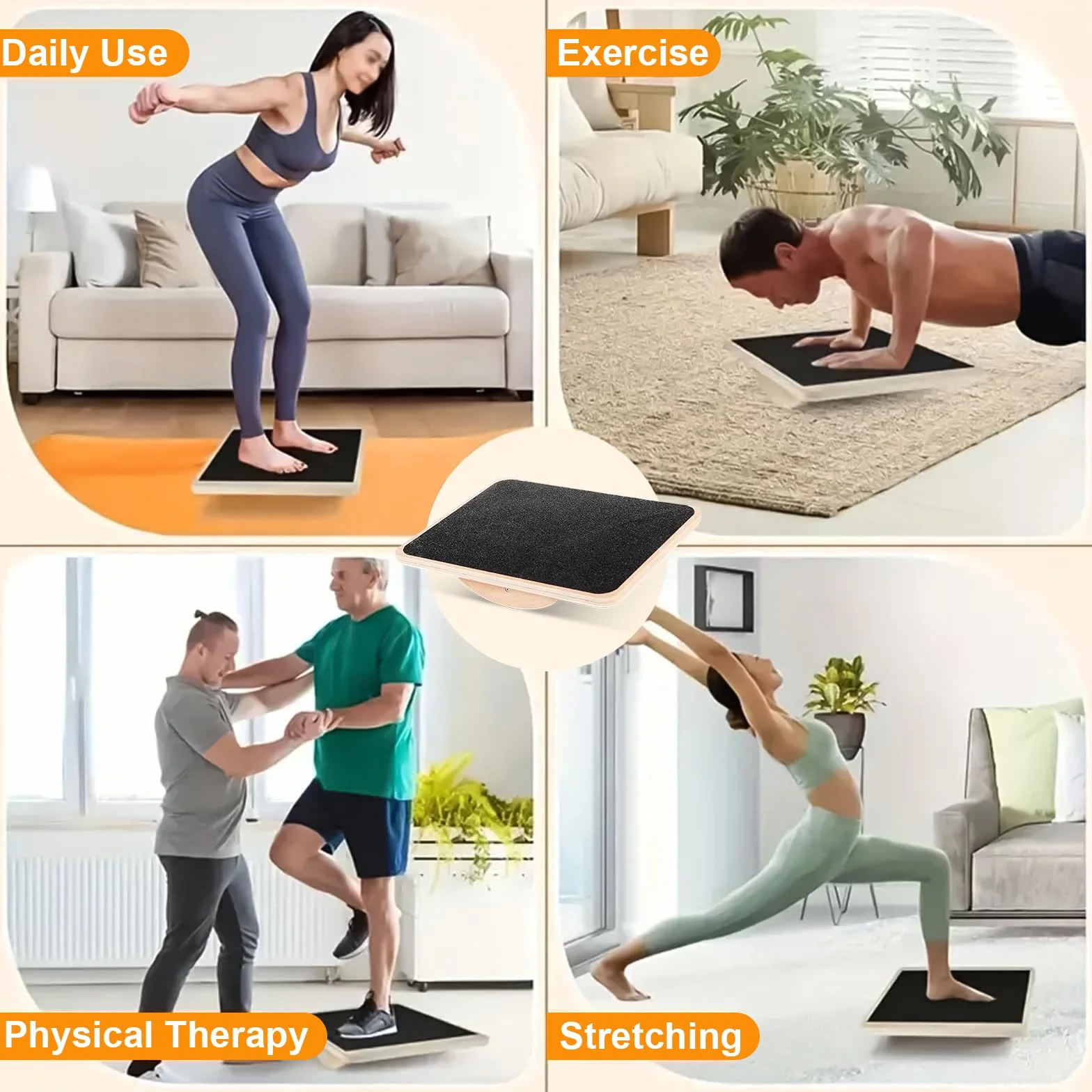 Planche d'équilibre en bois antidérapant pour surf, sport, physiothérapie et fitness