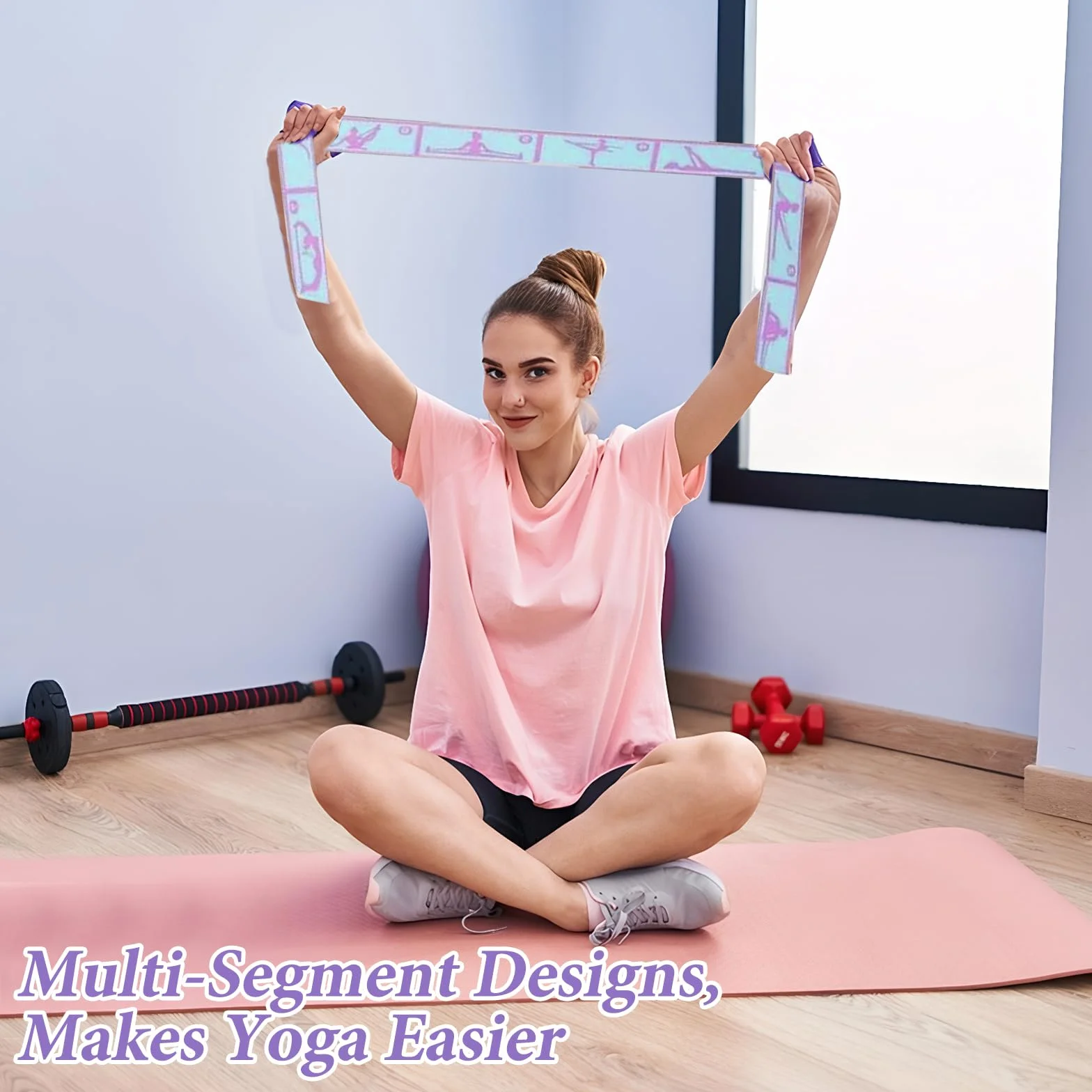 2 Pièces Yoga Stretch Bandes, Bande Elastique Musculation, Bande Elastique Fitness, Convient Pour Le Pilates, La Danse Et La Gymnastique (Violets 8 Boucles 90 Cm + Bleus 9 Boucles 110 Cm)
