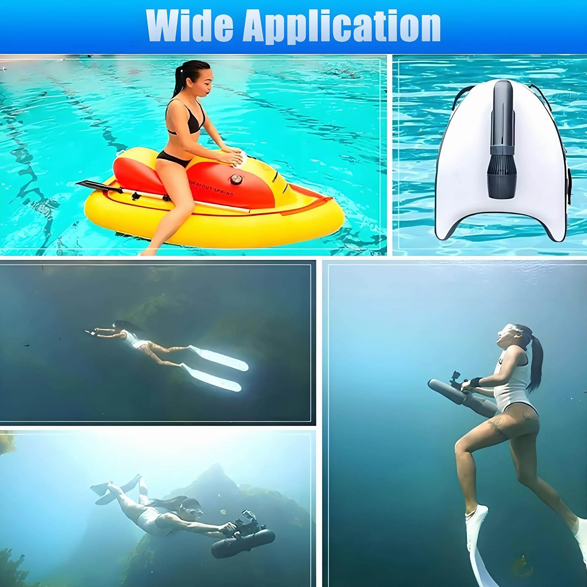 Scooters sous-Marins, Ensemble de propulseur sous-Marin sans balais de 180 Minutes, Scooter de mer sous-Marin électrique de 10 km/h, for Kayaks/Bateaux gonflables/Planches à pagaie 16000mAh