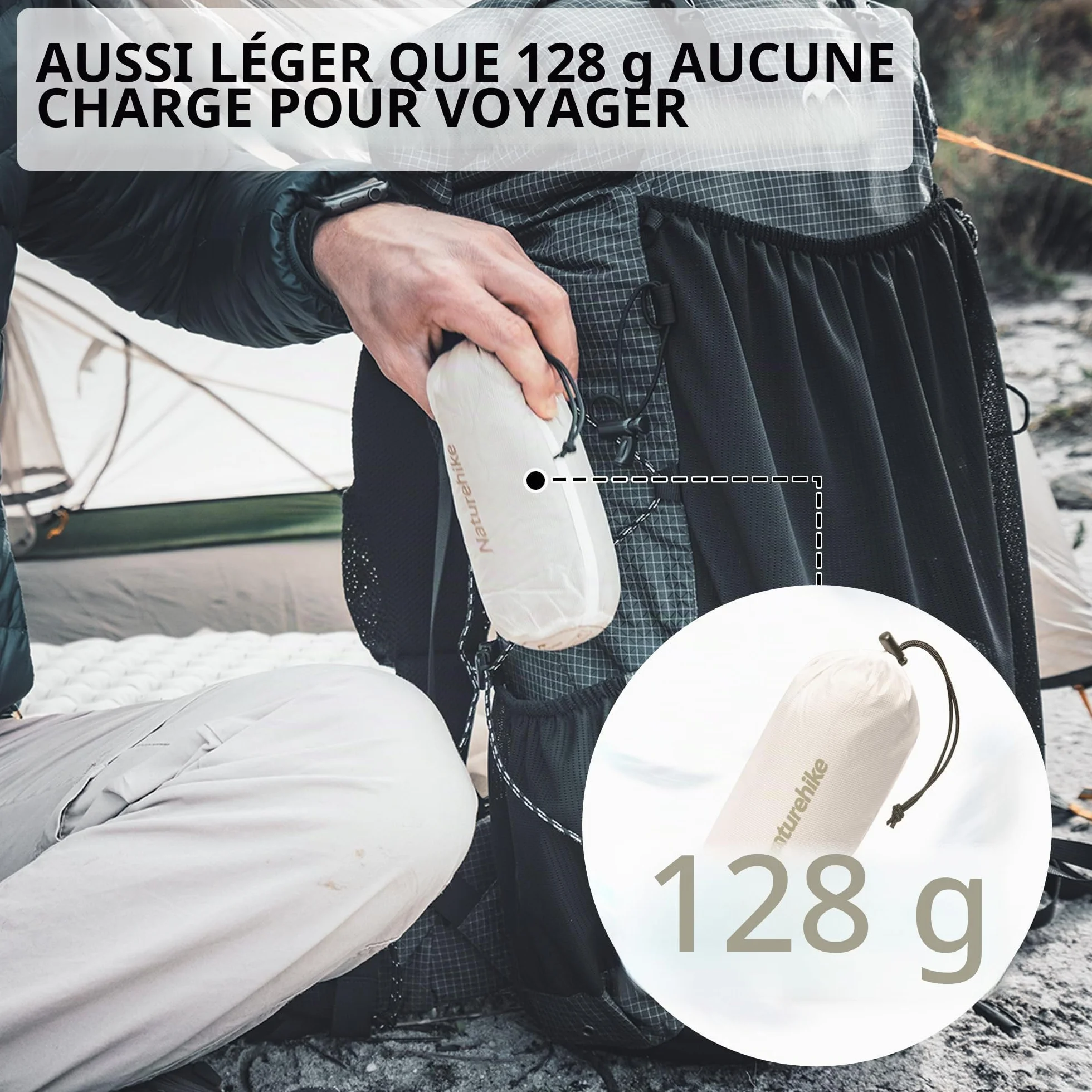 Naturehike Sac de Couchage de Refuge Ultralight Liner Seulement 128g Couverture de Voyage avec Small Pack Size Sac de Couchage Intérieur pour Le Backpacking, Les Auberges, Le Camping