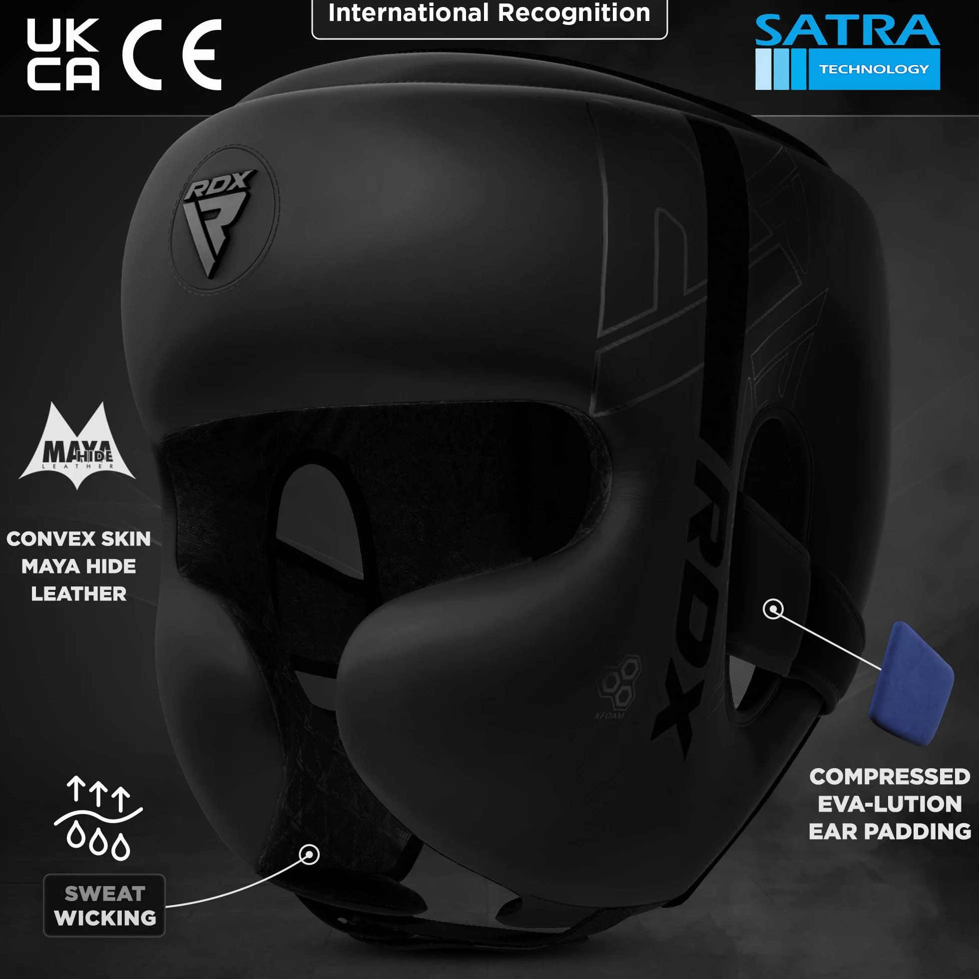 RDX Casque Boxe MMA Maya Hide Cuir Protection Tête Entraînement Muay Thai Kickboxing