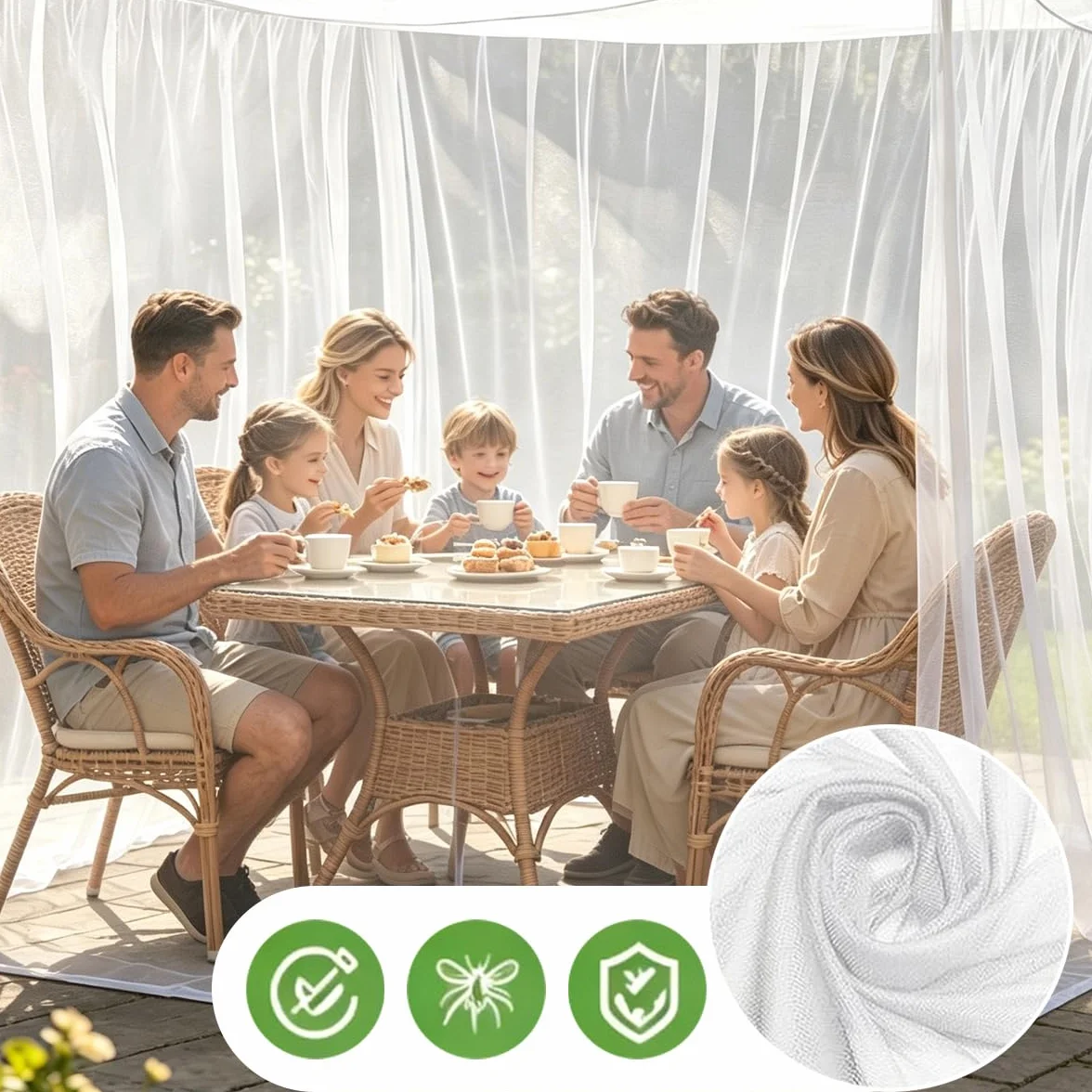 Moustiquaire d'extérieur,Moustiquaire pour l'intérieur et l'extérieur,Moustiquaire pour Lit Double-300 x 300 x 250 cm,220 Mailles,pour intérieur et extérieur,Terrasse,Patios et Camping (Blanc)