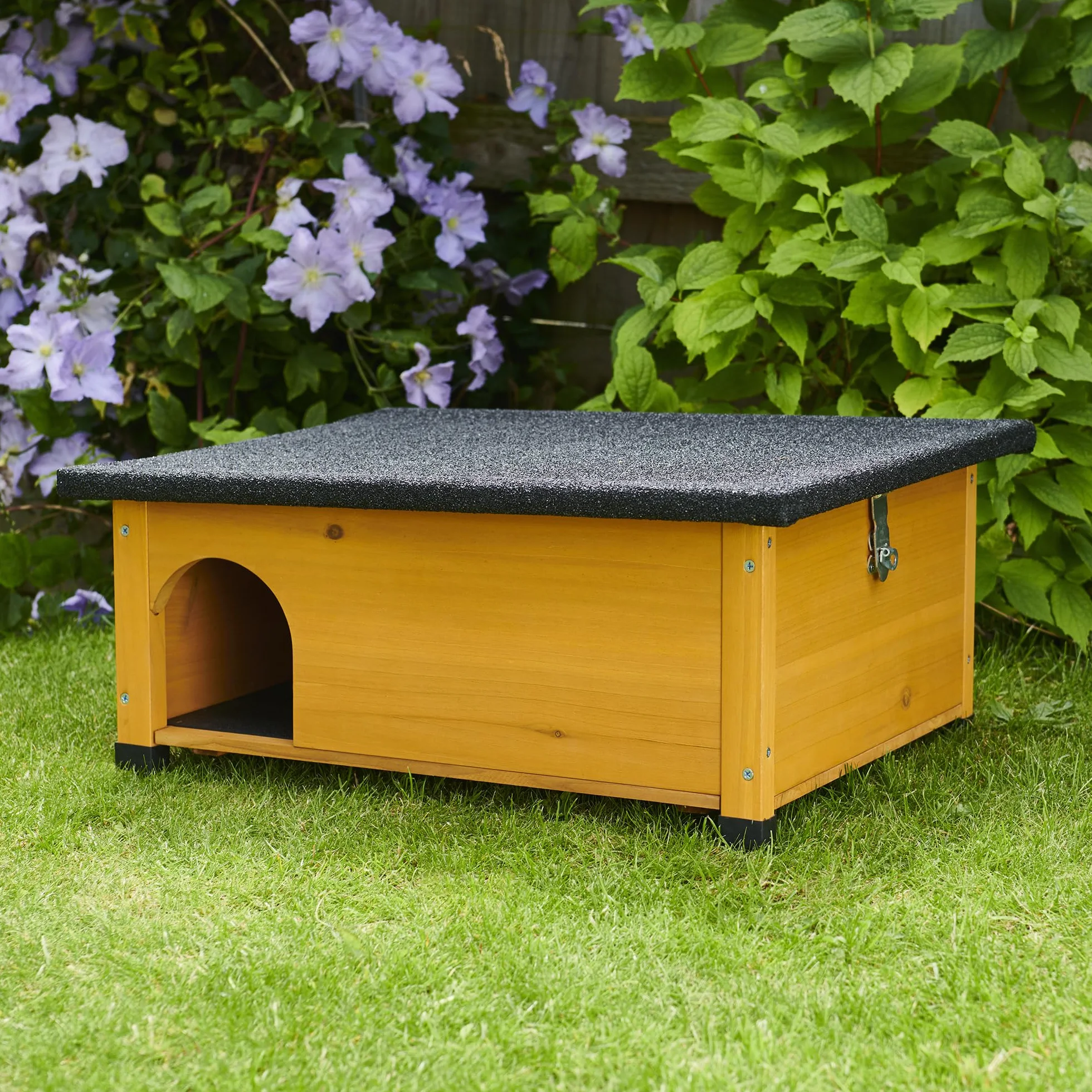 FeelGoodUK Maison hérisson abri hibernation extérieur résistant prédateurs toit feutre plancher bois gris sauge