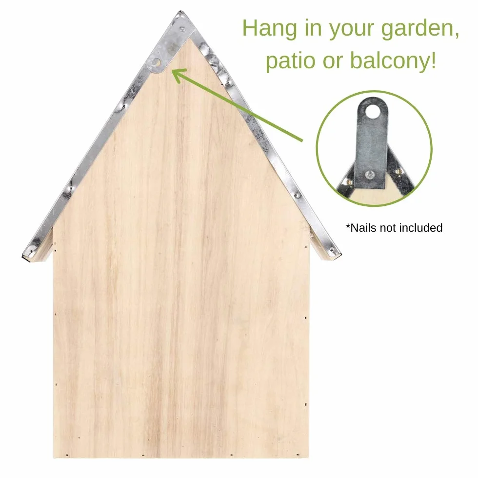 Buddy Wild Hôtel à Insectes 28 x 9,5 x 40 cm Abri de Jardin Écologique pour Abeilles Papillons Maison Bois Toit en Tôle