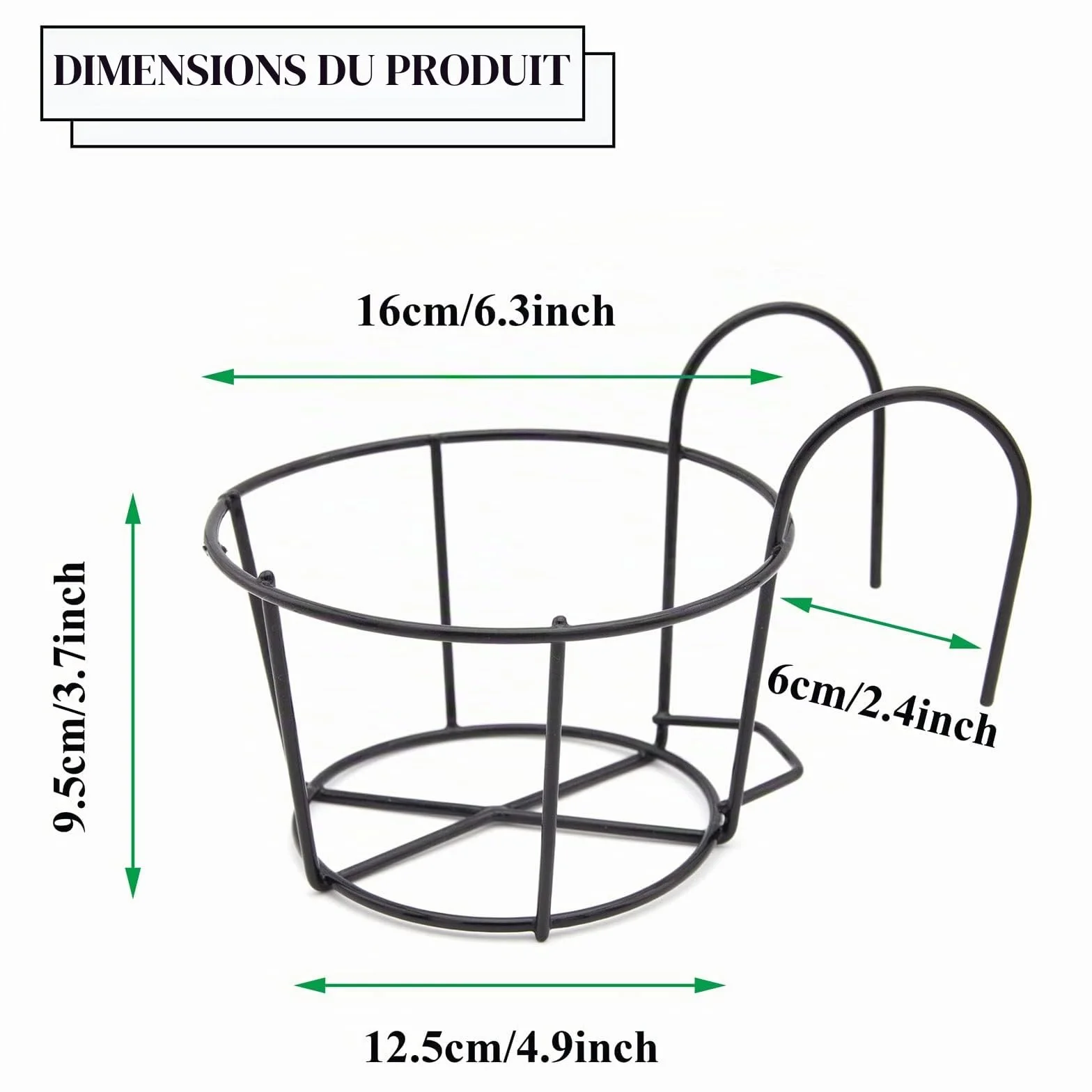 Paniers de Fleurs Suspendus en Fer 3 Pièces Support Jardinière Rail Suspendu pour Balcon Jardin