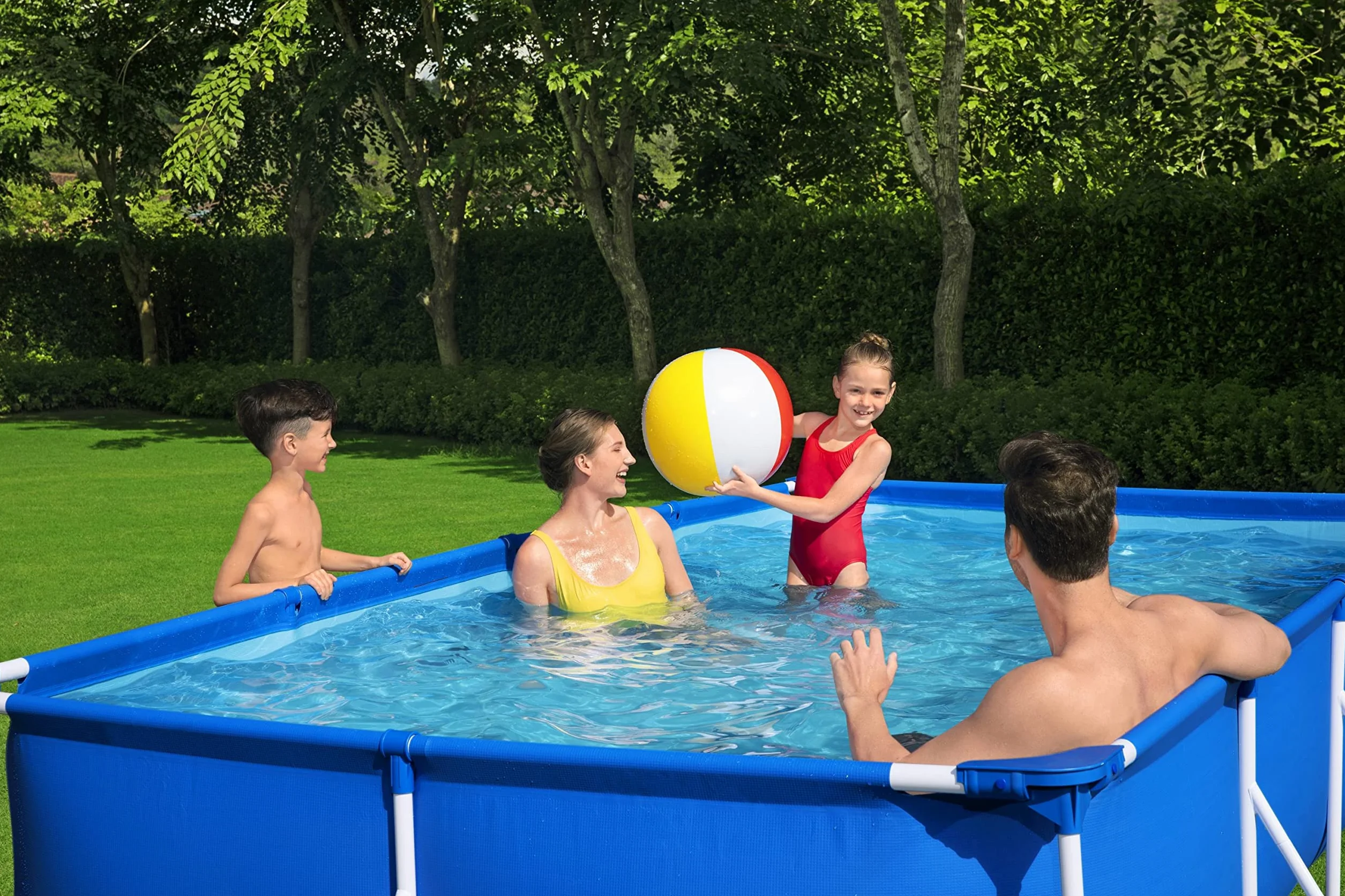Bestway Steel Pro Piscine rectangulaire enfant cadre acier pompe filtrante 400 x 211 x 81 cm Bleu