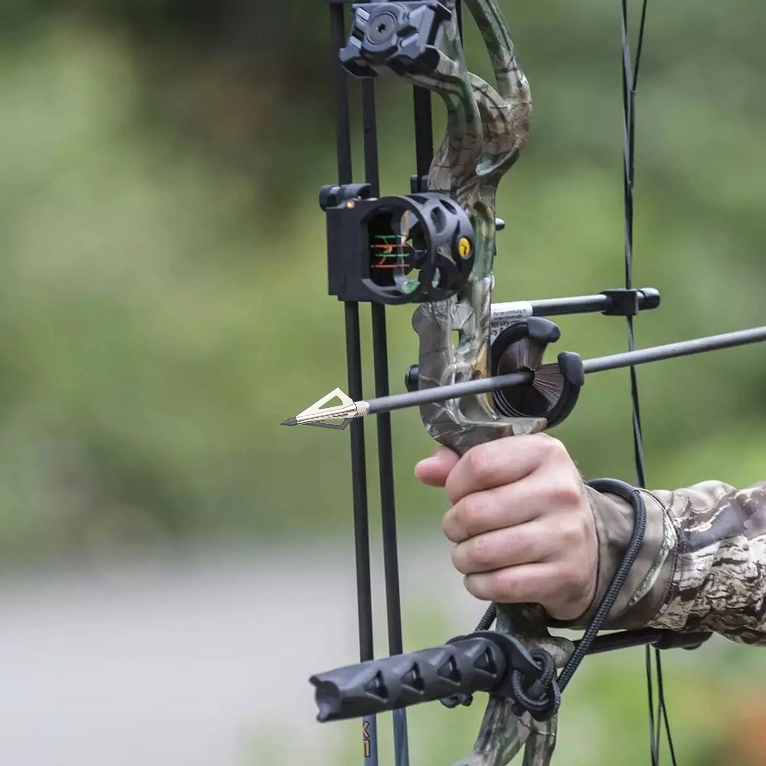 Runmeihe 12 Pointes de Flèche en Acier Inoxydable Chasse avec Un étui de Rangement pour Arbalète de Chasse Adulte, Cible Tir à l'arc et Arbalète Traditionnelle