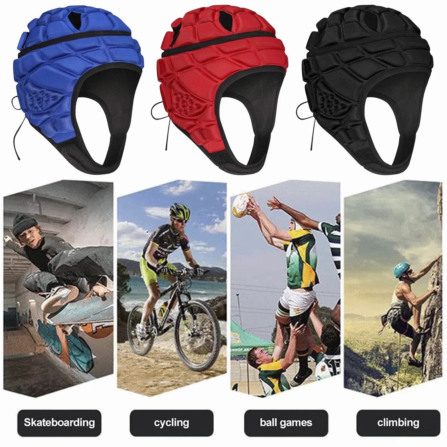 YJZQ Casque de Gardien Enfant Casque Sports Coque 360° Protecteur de tête Chapeau pour Gardien de Rugby Chapeau Entraînement Foot Ball Bonnet léger pour Cyclisme