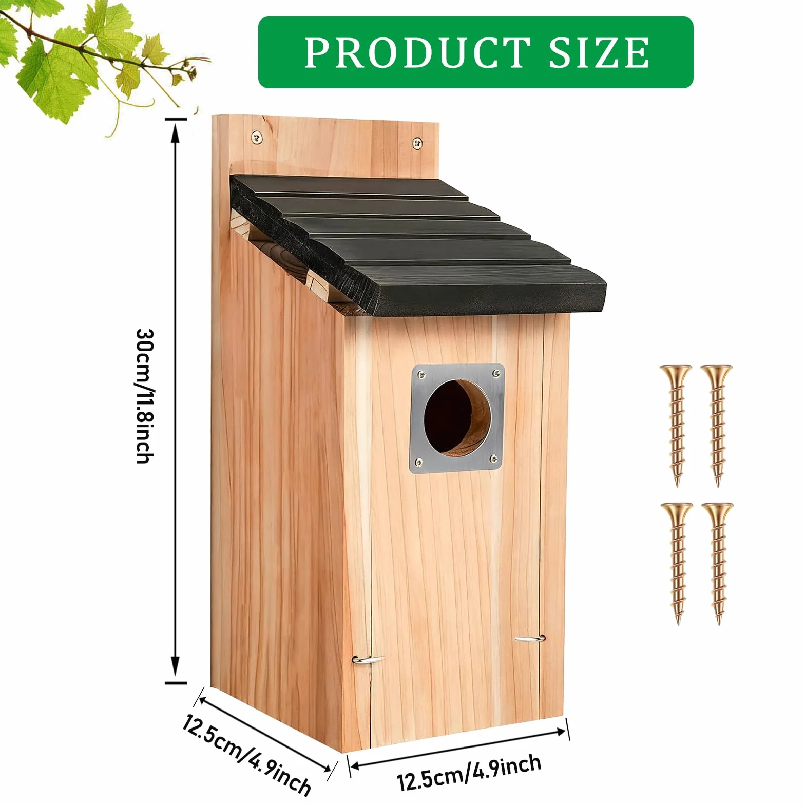 Nichoir pour oiseaux extérieur en bois résistant aux intempéries avec protection rapaces