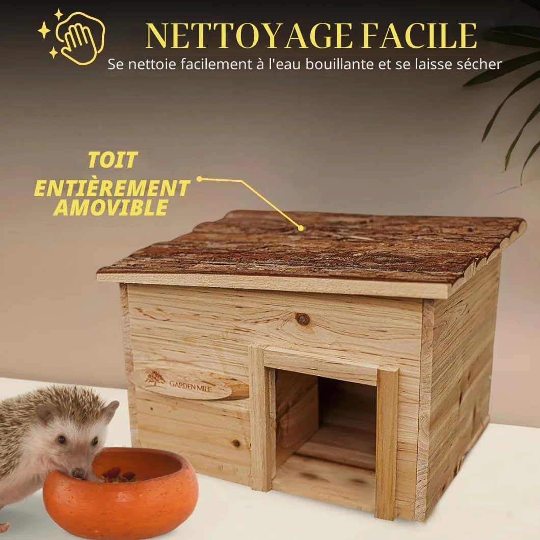 Maison pour hérisson en bois durable résistant aux prédateurs avec toit en feutre