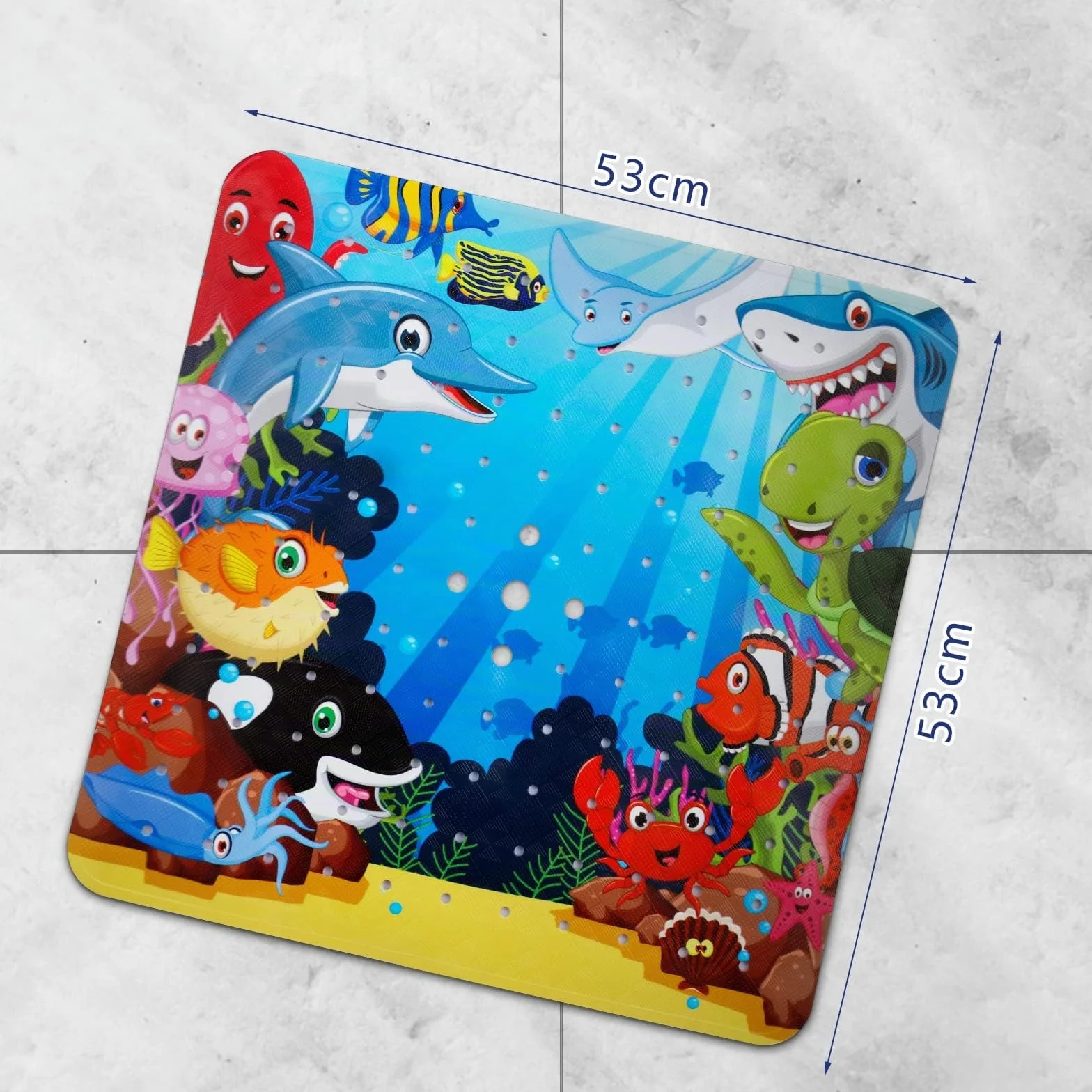 Tapis de Douche Antidérapant 53x53cm PVC pour Bébé, Lavable en Machine