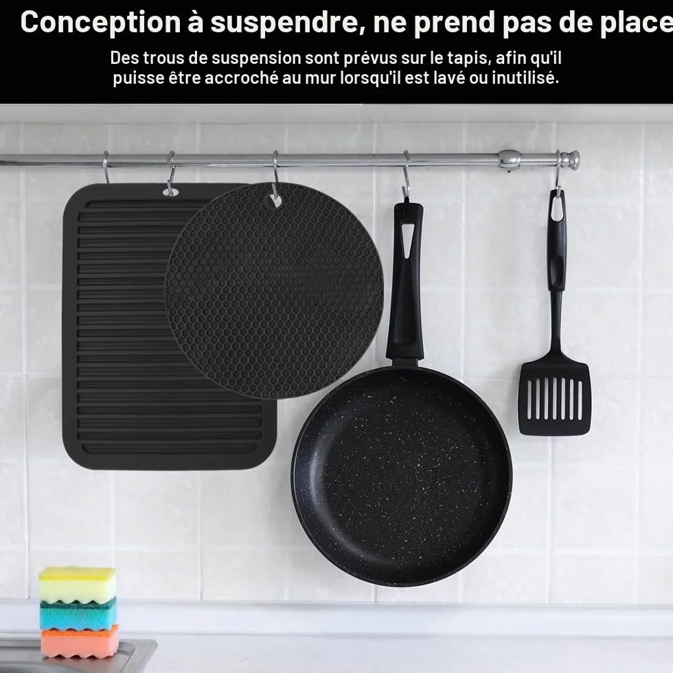 Lot De 4 Dessous De Plat Silicone Rectangulaire + 4 Circulaire, Antidérapant Durable Résistant