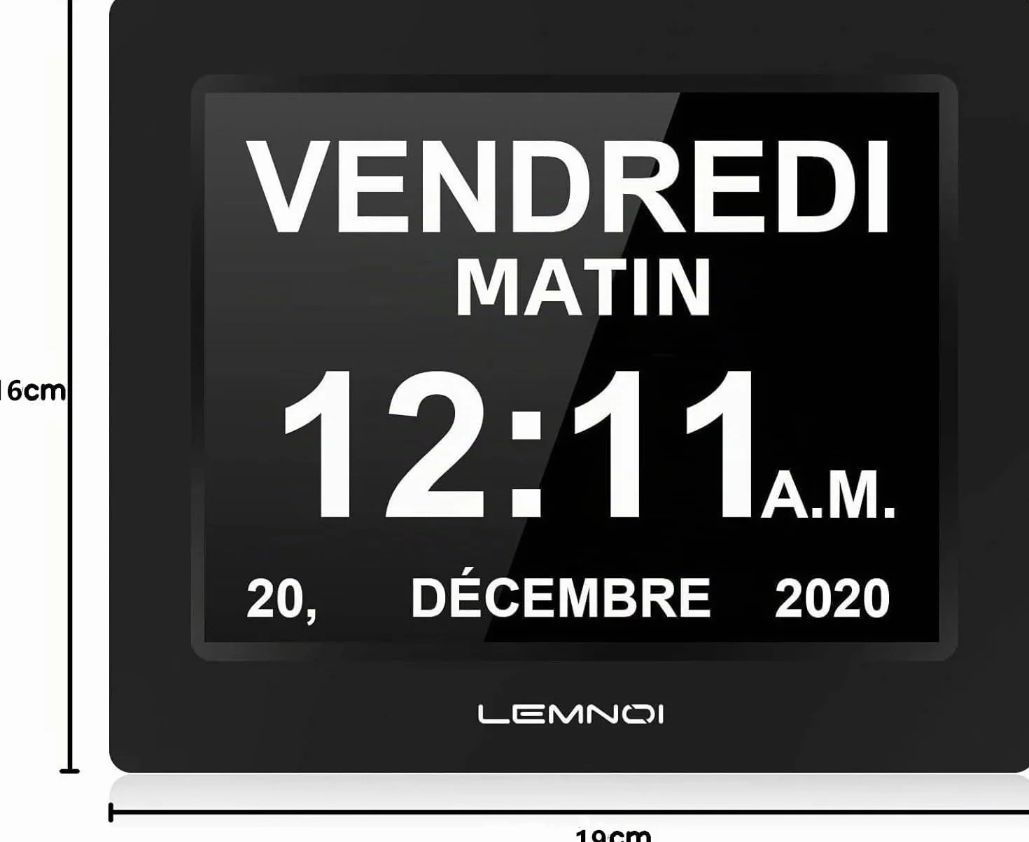 LEMNOI 8" Horloge Numérique LCD Calendrier N10 Auto Dimming HD Display 8 Langues