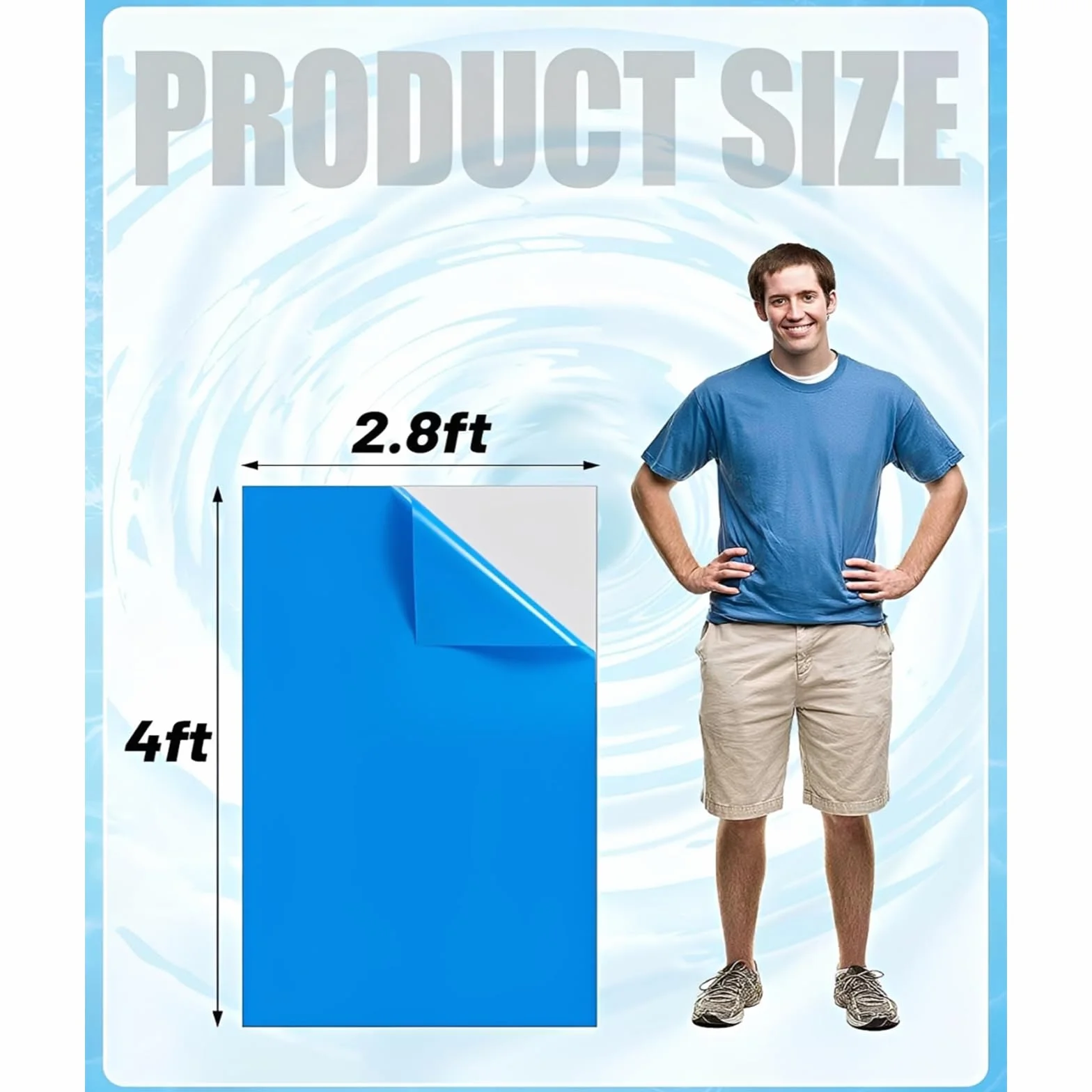 Rustine Auto-Adhésive pour Piscine 4FTx2.8FT Réparation Patch PVC Liner Large