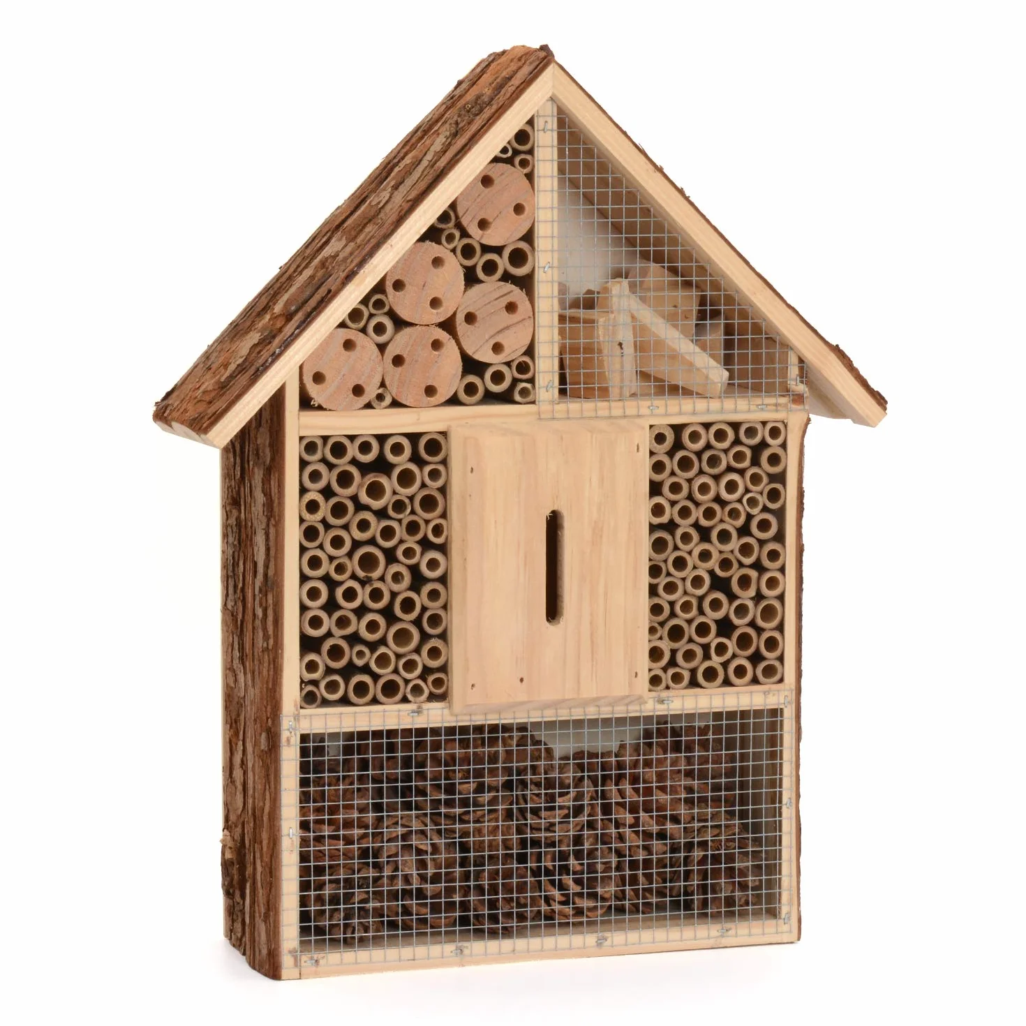 CKB LTD Grand hôtel en bois naturel pour abeilles, coccinelles, papillons, abri extérieur en bois nid de jardin - 30 x 10 x 39 cm