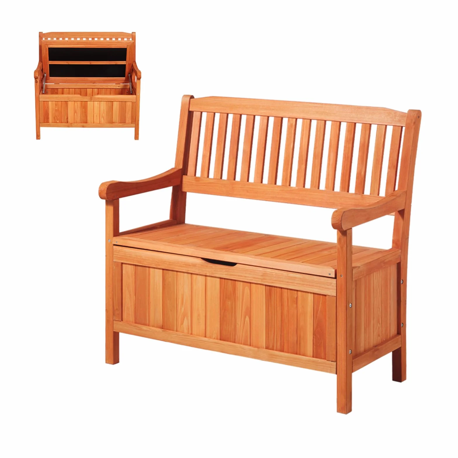 VEVOR Banc de Rangement Extérieur en Bois Coffre de Jardin 125 L 2 en 1 avec Poignée Latérale, Capacité de Charge 319,8 kg