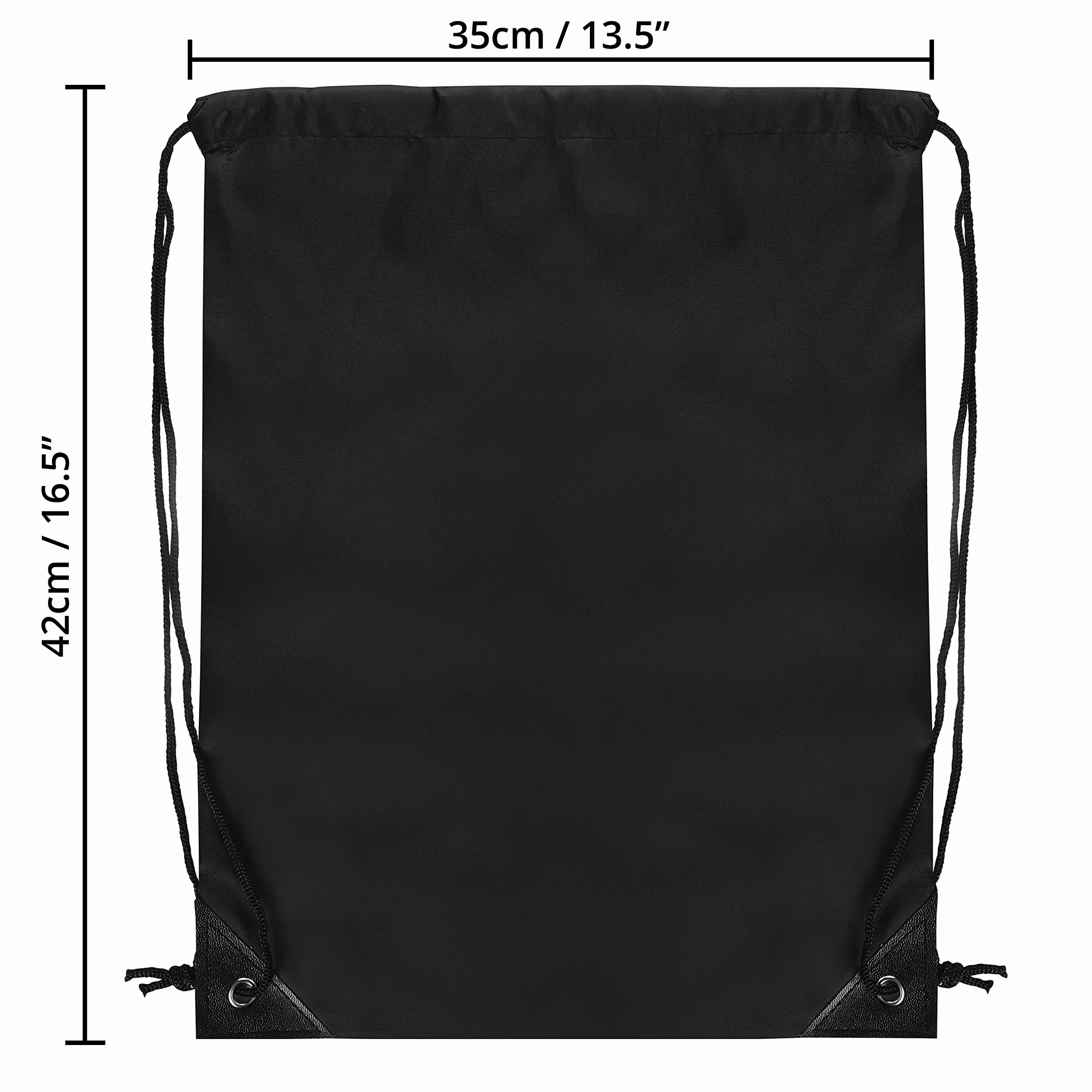 BELLE VOUS Sac de Gym à Cordon Noir (Lot de 12) - 42 x 35 cm - Sac a Dos Cordon pour le Sport, le Rangement, les Voyages et la Natation - Gym Sac Unisexe pour Hommes, Femmes, Adultes et Enfants