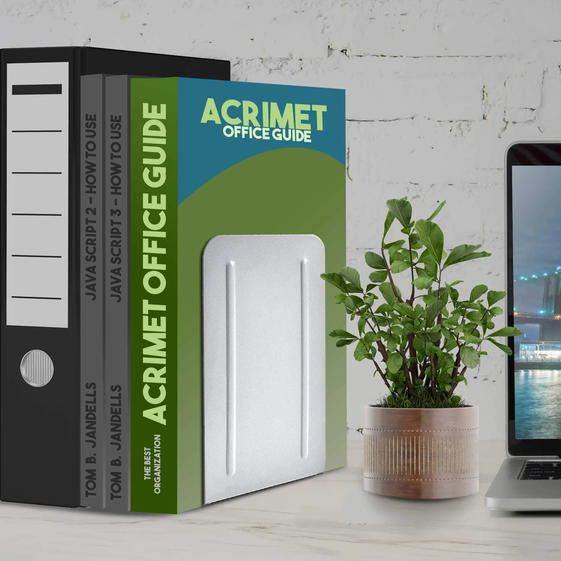 Acrimet Serre-Livres en Métal Blanc 1 Paire