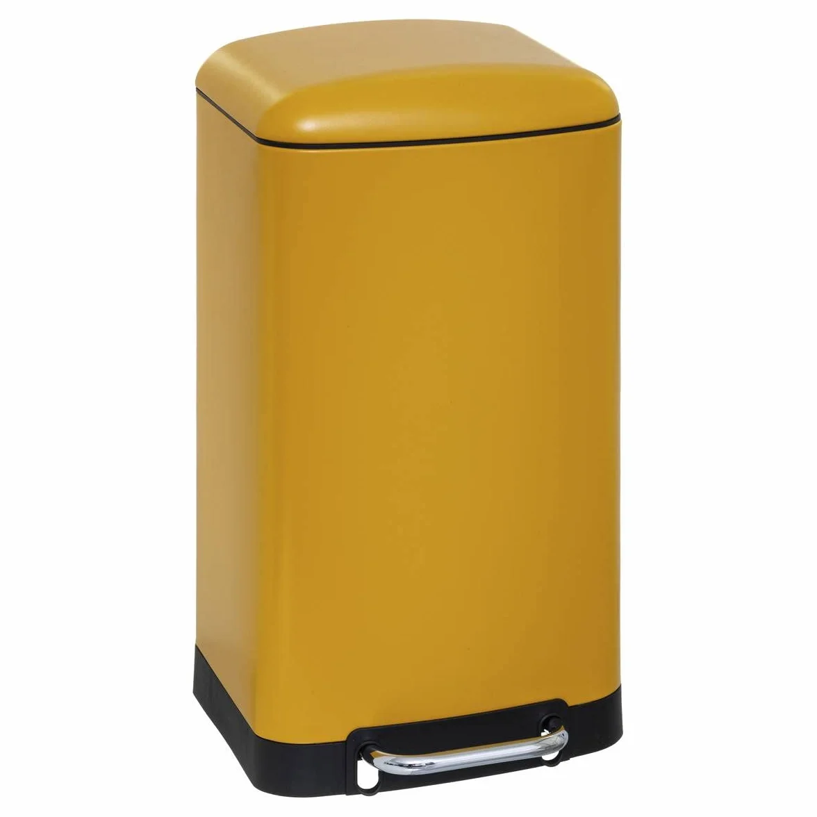 Poubelle de Cuisine Ariane 30L Métal Jaune - Seau Amovible Poignée Arrière Fermeture Silencieuse