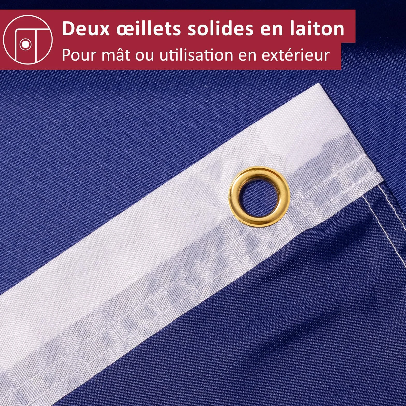 Aricona Drapeau France 90x150cm résistant aux intempéries polyester œillets laiton extérieur