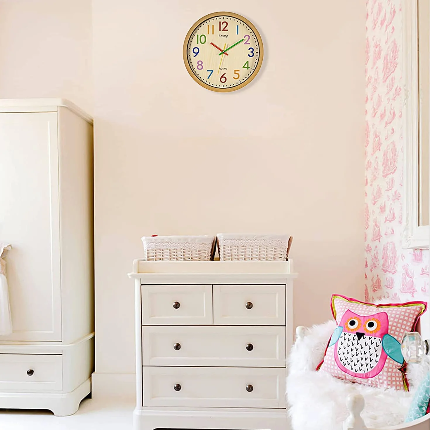 Horloge Murale Silencieuse Enfants Colorée Facile à Lire 30 cm pour Classe École Cuisine Salon