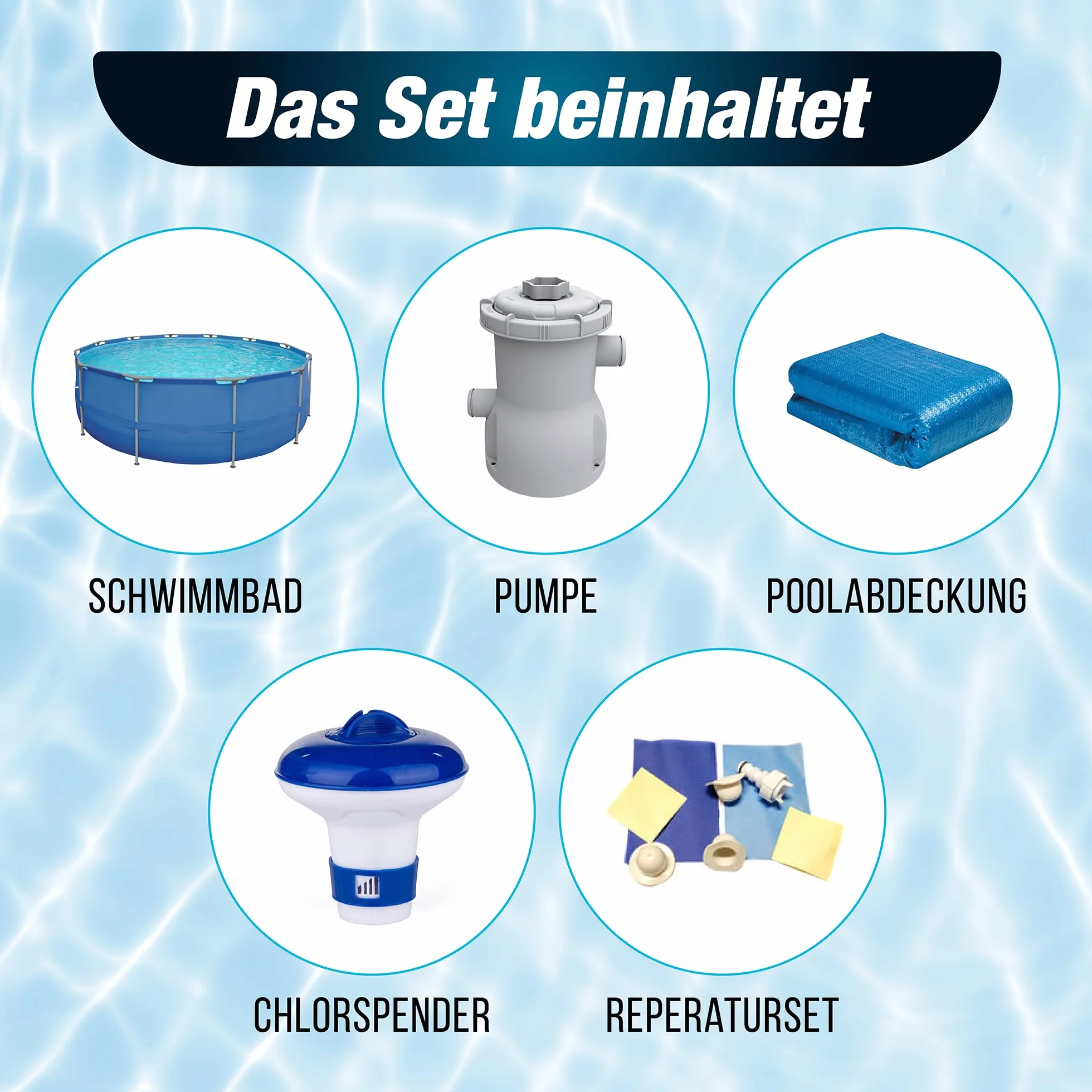 Piscine de jardin avec cadre en acier 300 x 76 cm Kit complet avec pompe filtrante