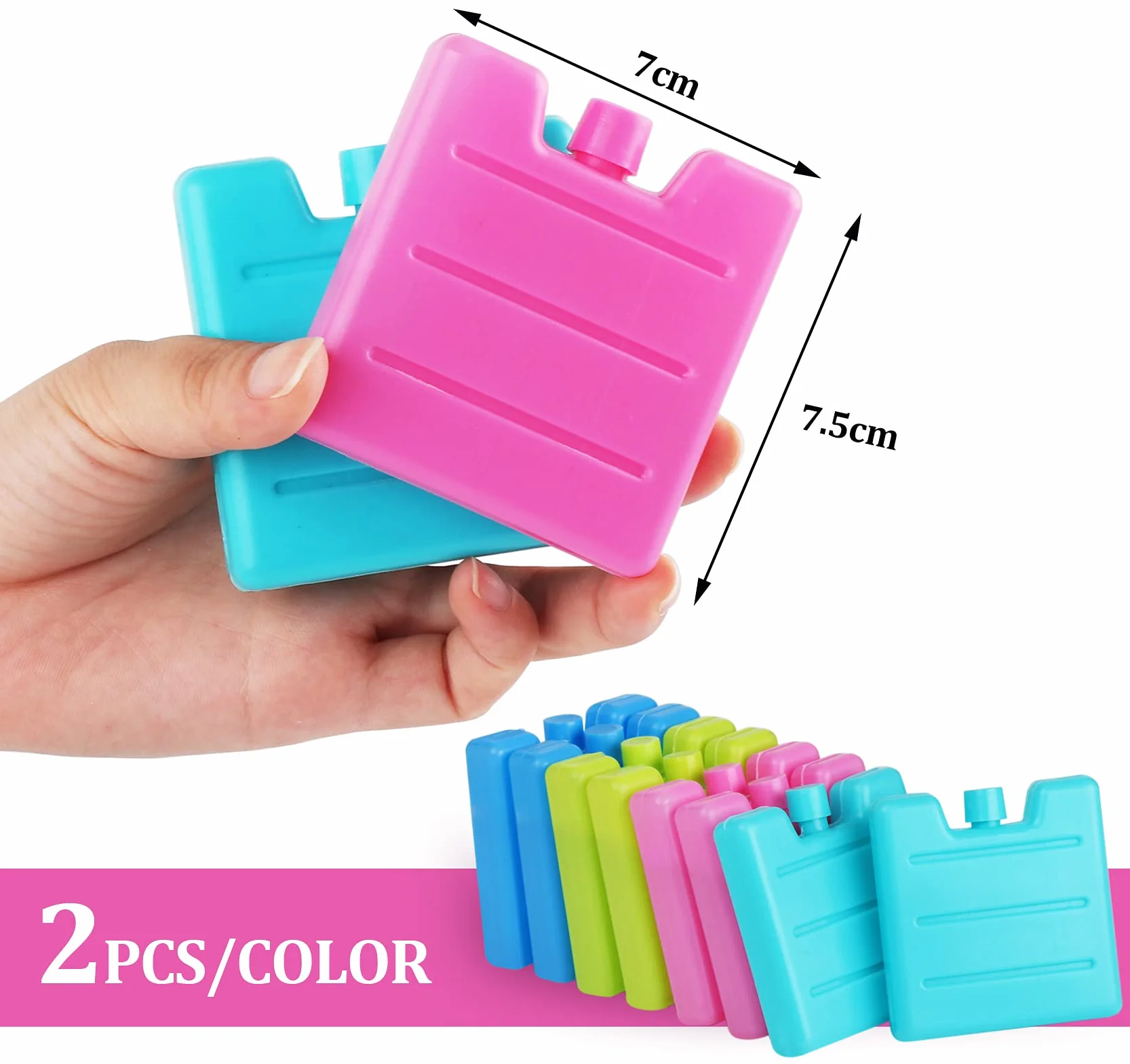 Lot de 8 Mini Pains de Glace Blocs Réfrigérants 7.5x7x1.5 cm 65g Sac de Congélation Réutilisables pour Glacière