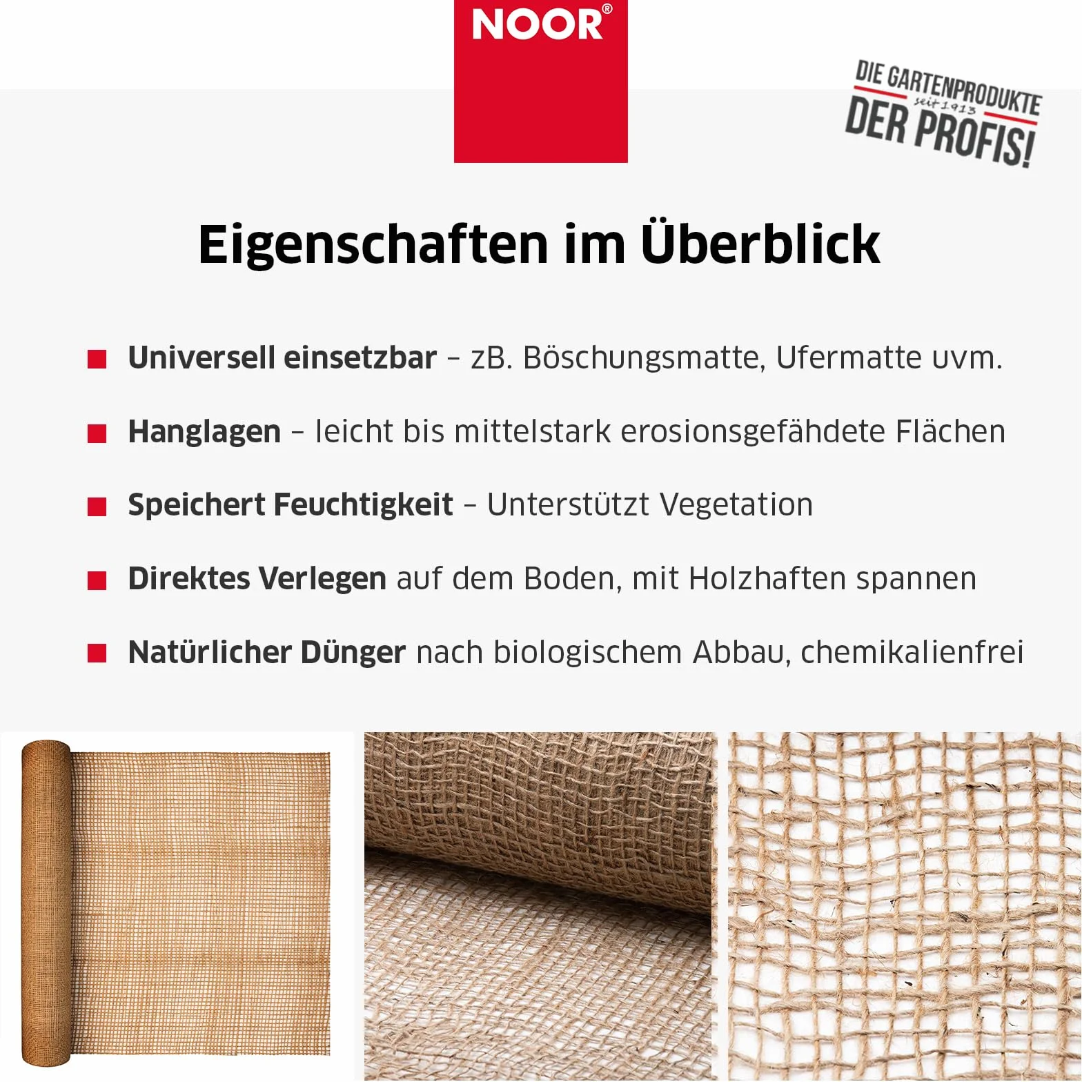 NOOR Tapis Anti-érosion 1,22 x 50m 250 g/m²