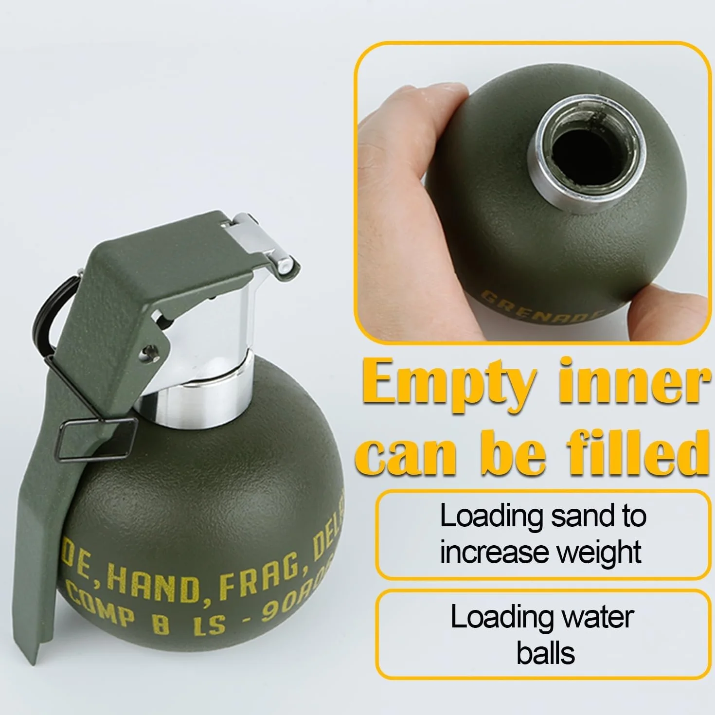 Grenade factice Tactique, modèle réduit de Grenade en Plastique, Accessoires d'équipement Tactique CS Airsoft for Les Fans de l'armée, Accessoires de Film Cosplay en Plein air