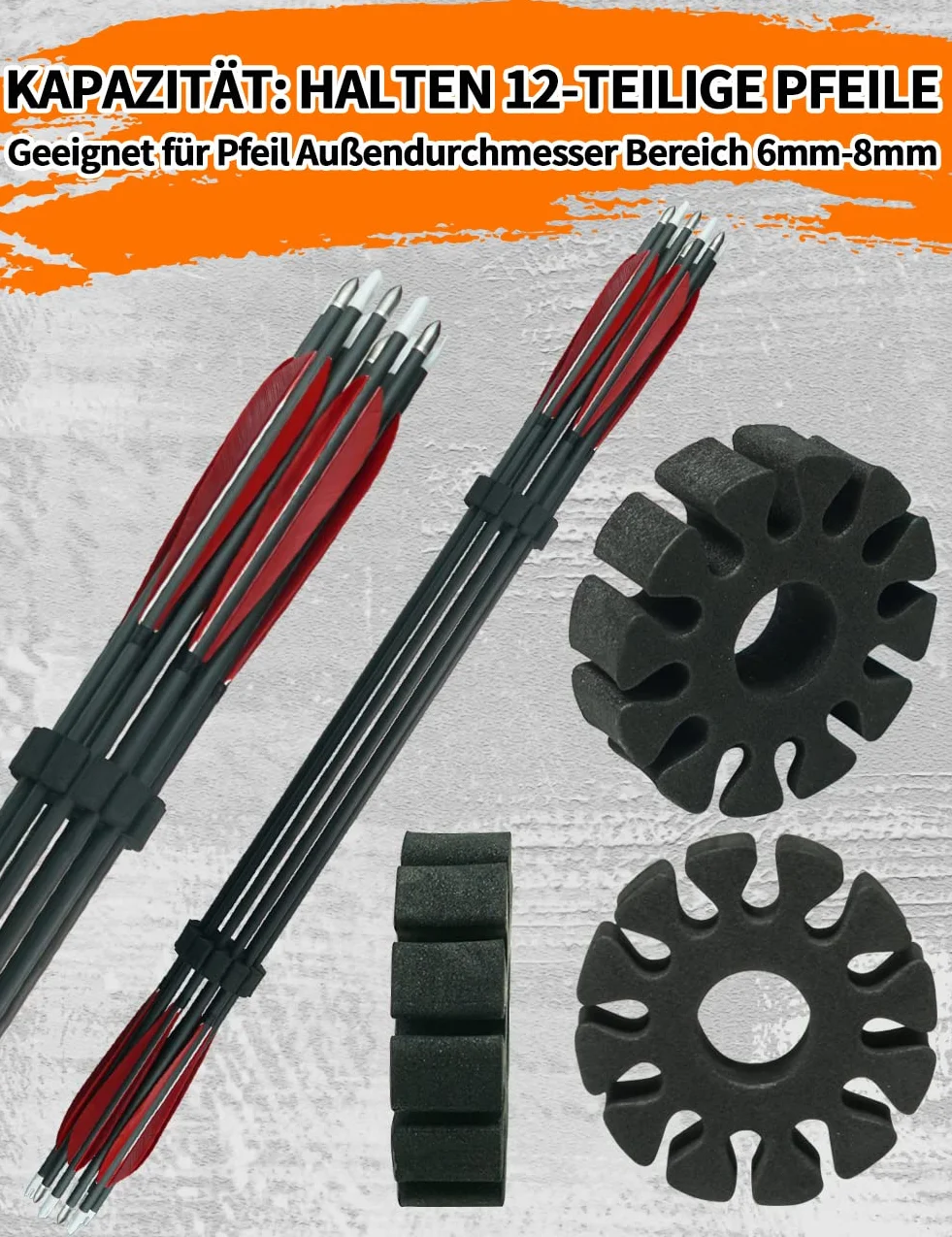 THREE ARCHERS Lot de 8 supports de flèches en EVA - Porte-flèches rond durable en EVA - Accessoires de tir à l'arc et à la chasse