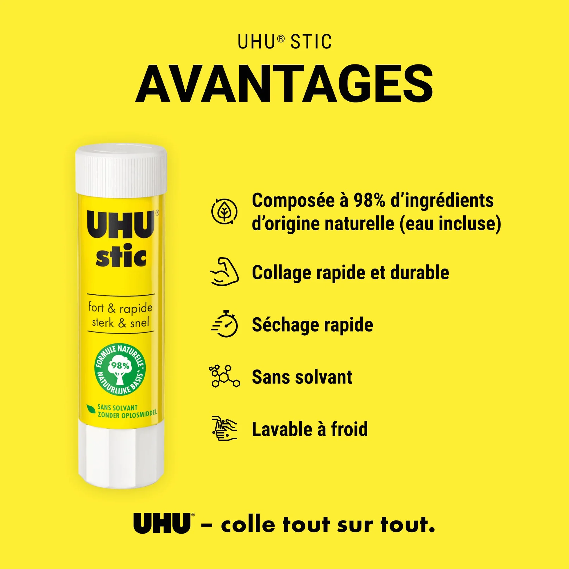 UHU Stic Bâton de Colle Sans Solvants Colle Enfant Lot de 5 x 21 g