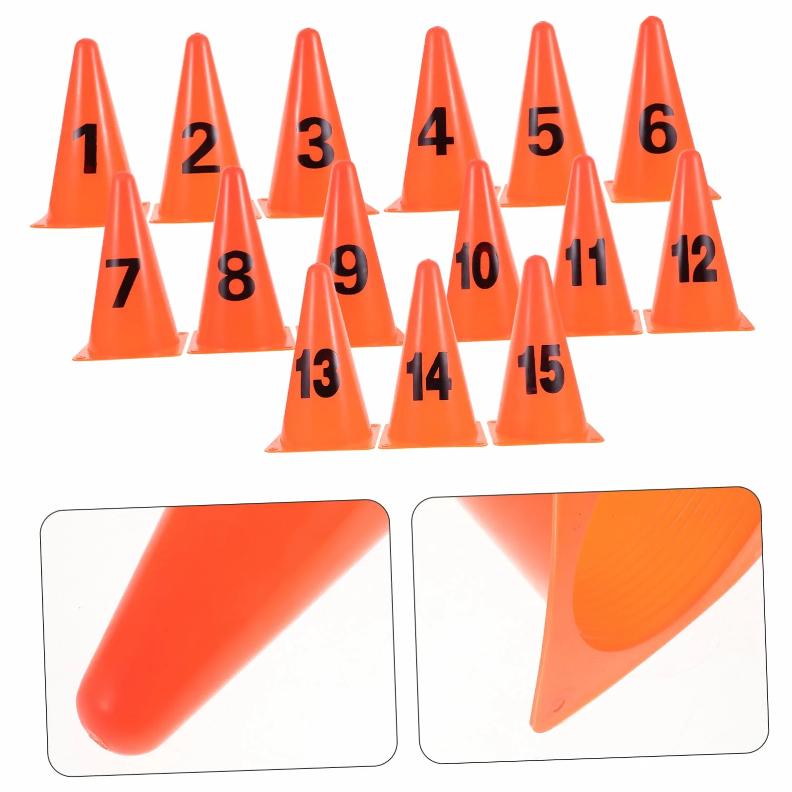 TOYANDONA Lot de 15 Cônes de Sport Blancs avec Logo Numérique Marqueurs pour Entraînement