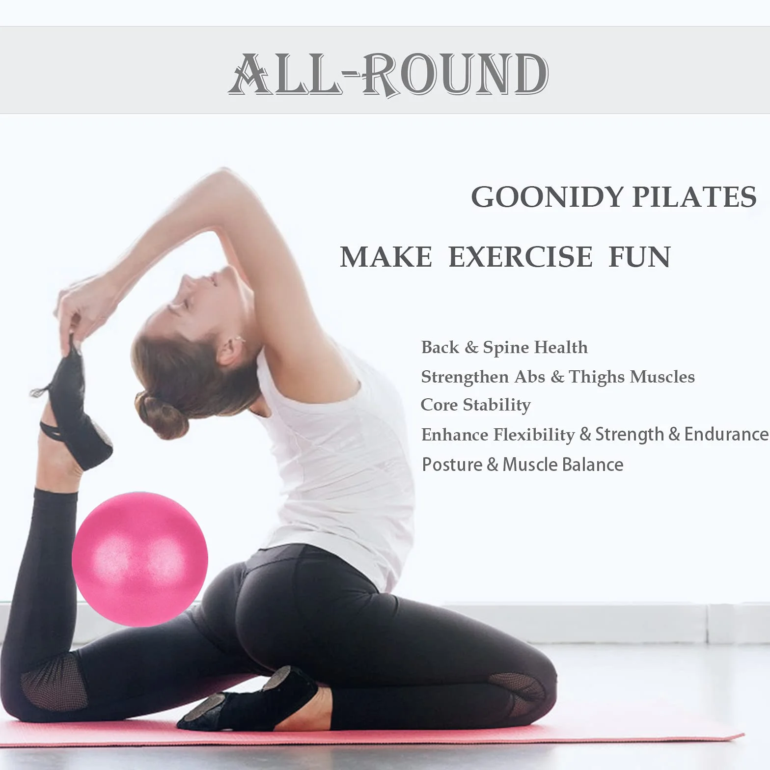 Ballon Pilates 25 cm, Balle Fitness, Ballon Paille, Petit Pilates Ball Plastique, Swiss Ball de Gym Yoga Grossesse Siege Bureau, Formation de Base & Thérapie Physique & Améliorer l'équilibre