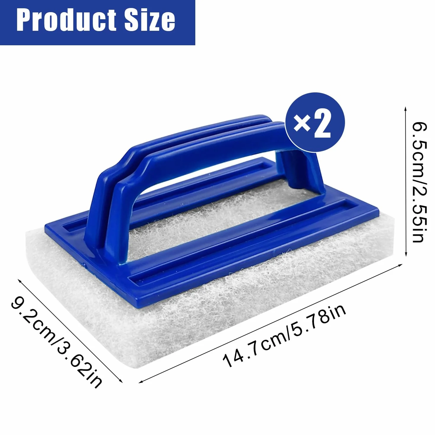 Éponge Magique Piscine Durable avec Poignée 2pcs Nettoyage Saleté Bleu
