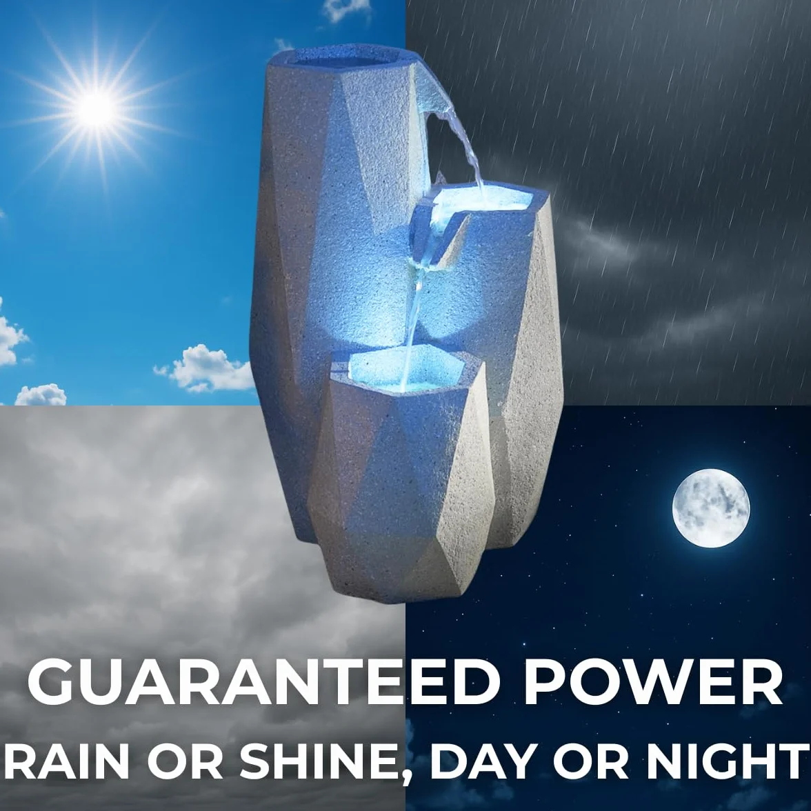 Fontaine solaire blanche en cascade LED SL122