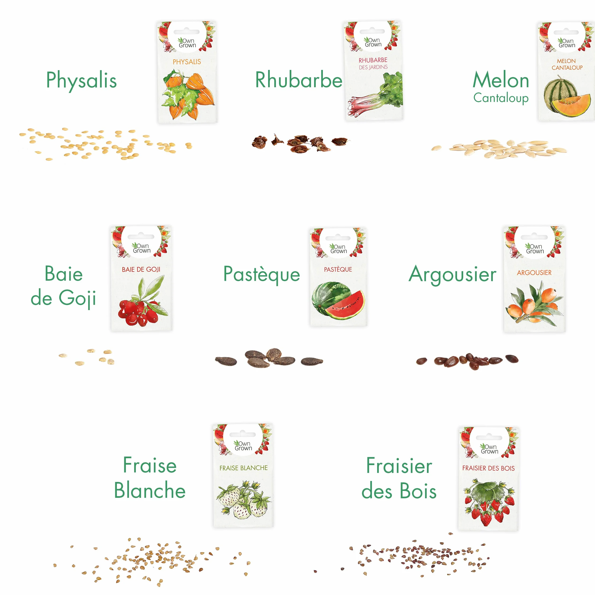 OwnGrown Ensemble de semences de fruits 8 variétés plantes fruitières jardin balcon