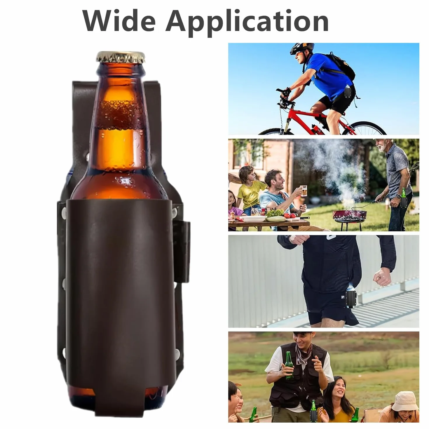 Bière Holster,2 Pièces PU Porte-Bouteille en Cuir,Porte-Bouteille pour Voyage,Ceinture de Bière,PU Étui en Cuir Beer Holster Universal pour Barbecue,Camping,Voyage,Fête,Extérieur