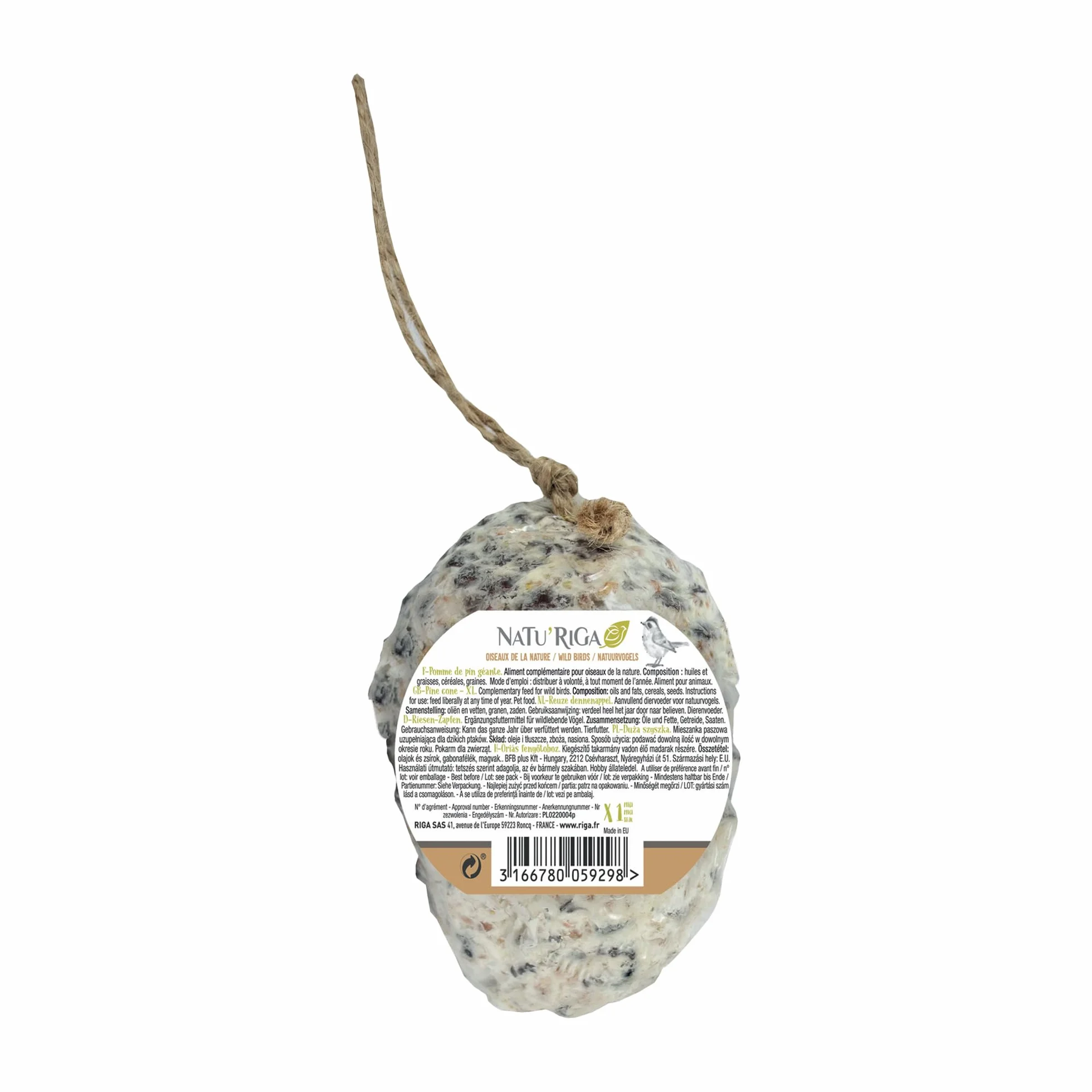 NATU'RIGA Pomme De Pin Géante Nourriture Oiseaux Extérieur 350G