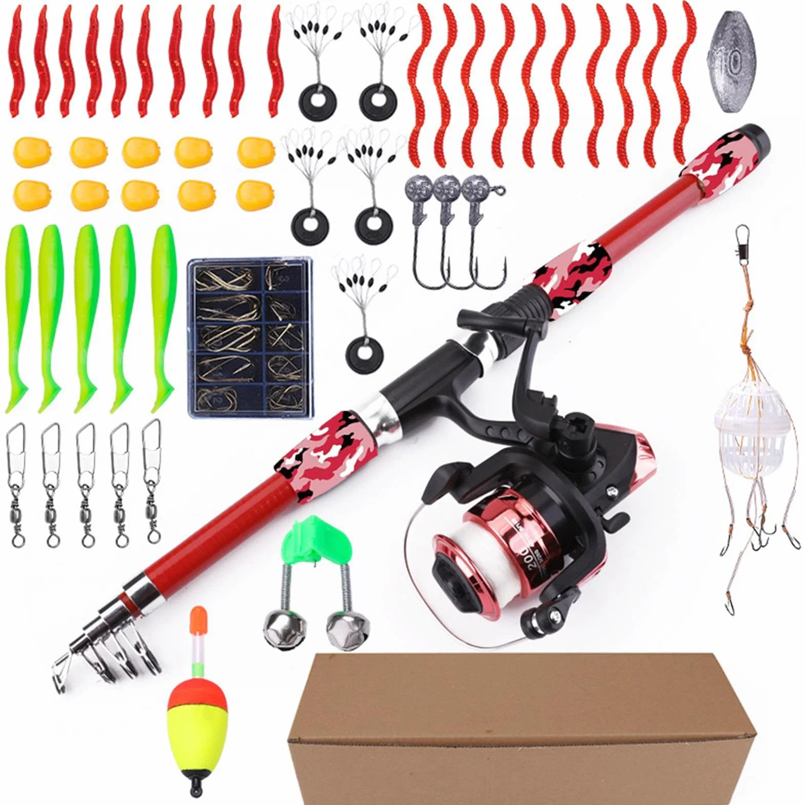 Canne À Pêche Enfant Kit De Pêche - Ensemble Télescopique Léger 55 Pièces