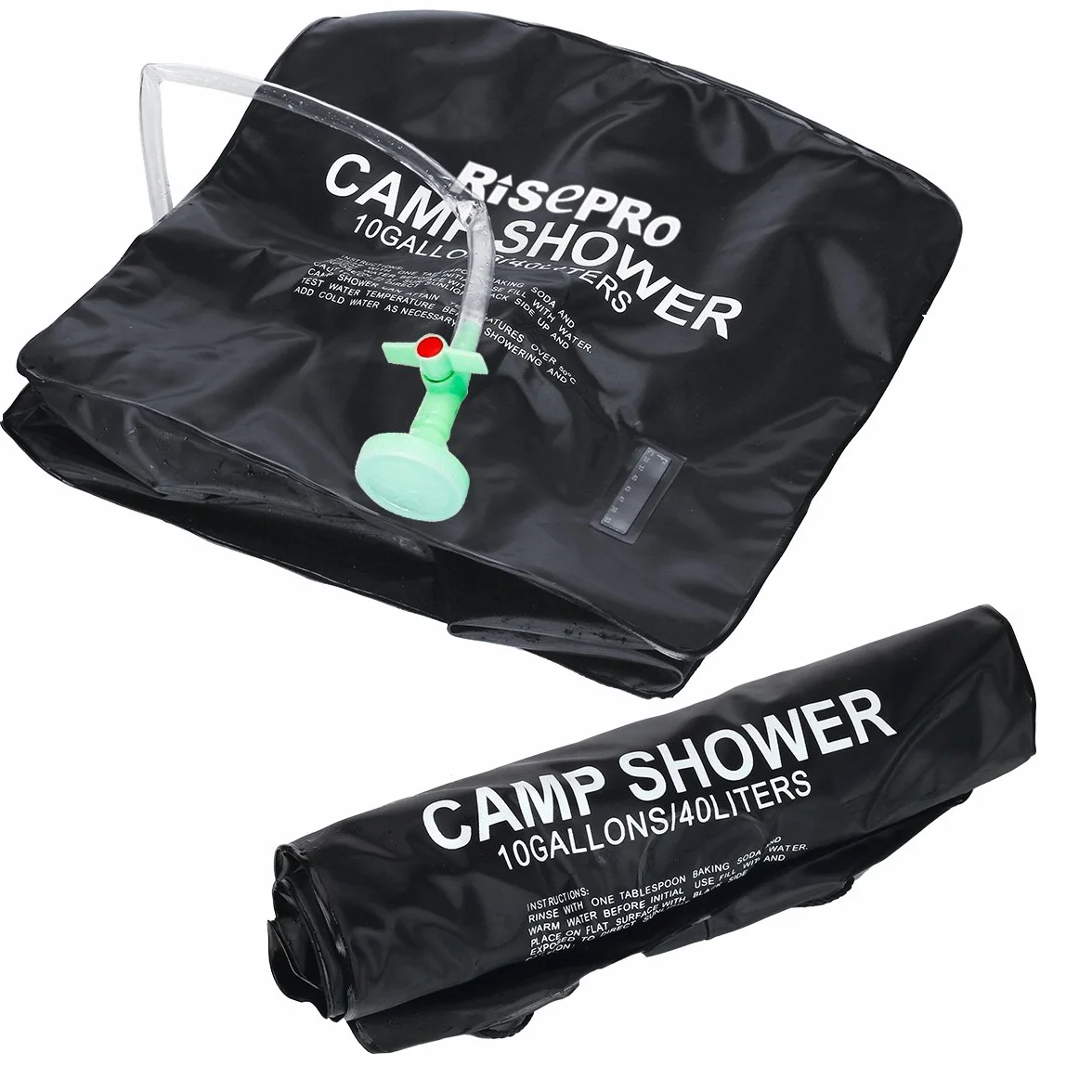 Sac de douche solaire 40 litres camping, température 45 °C randonnée, escalade