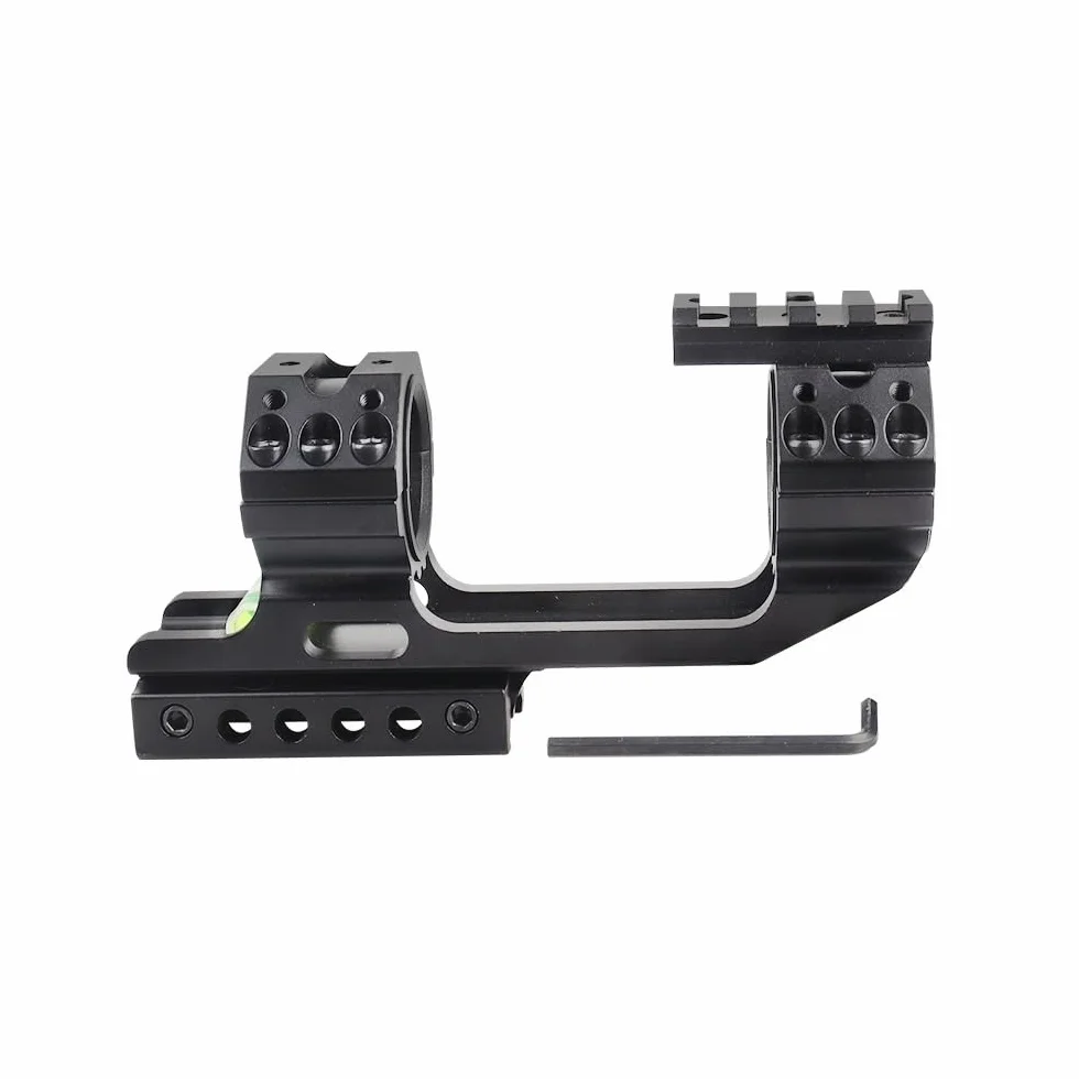 Support De Lunette Optique Double Anneau en Alliage D'aluminium 25,4/30 mm avec Niveau À Bulle Rails Picatinny Décalés