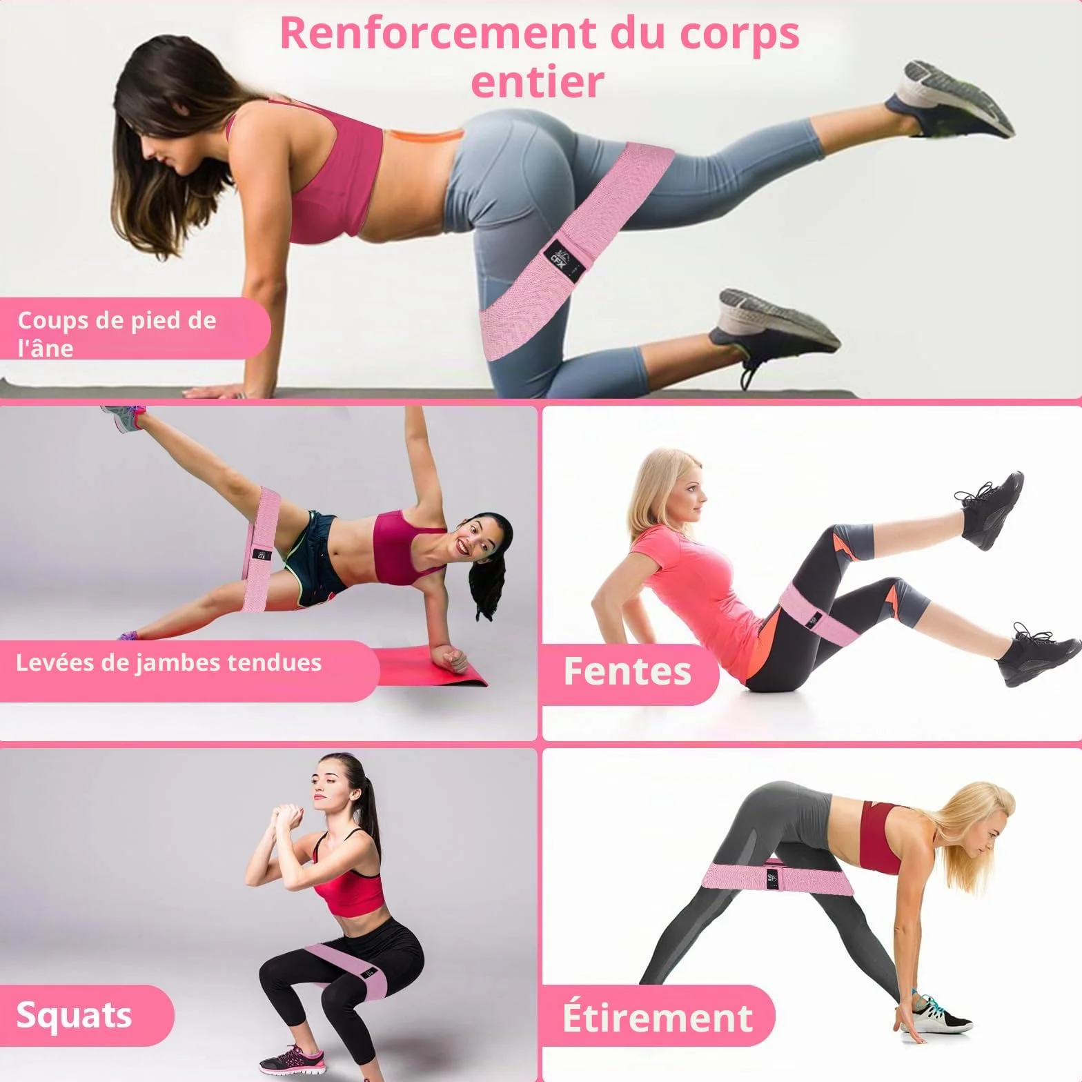 CFX Elastique Musculation, [Lot de 3] Bande de Resistance 3 Niveaux de Force, Physique Musculation, Pilates Yoga, avec Sac de Rangement