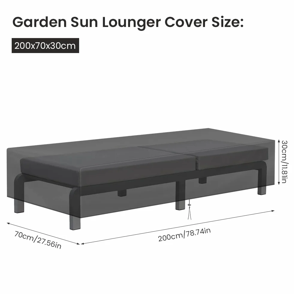 AOOWU Housses de Protection pour Chaise Longue Oxford 210D, 200x70x30cm, Imperméable