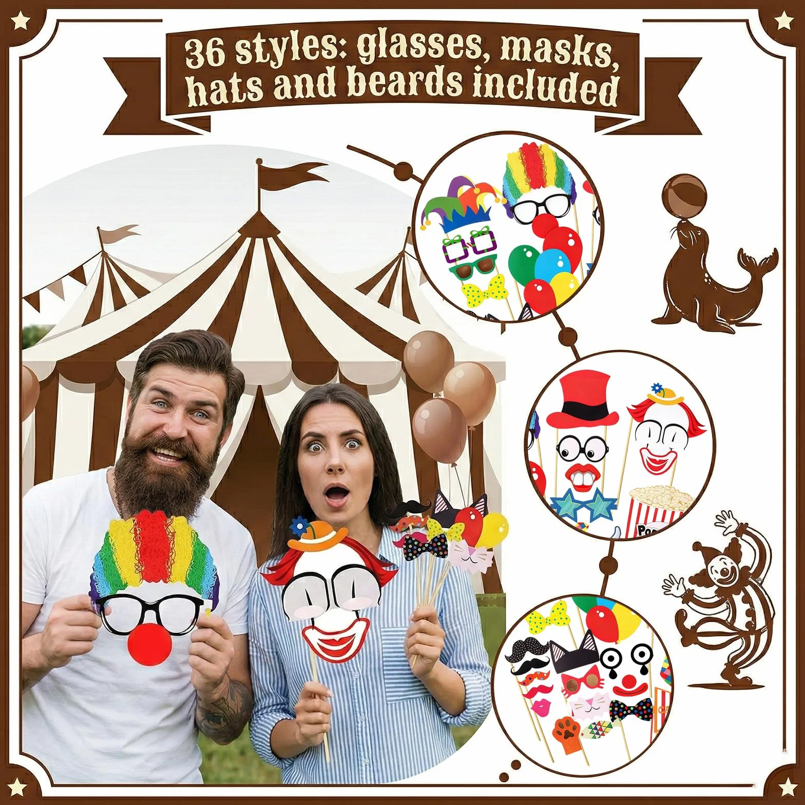 Kit de décoration de cirque 36 pièces – Décoration carnaval anniversaire fête