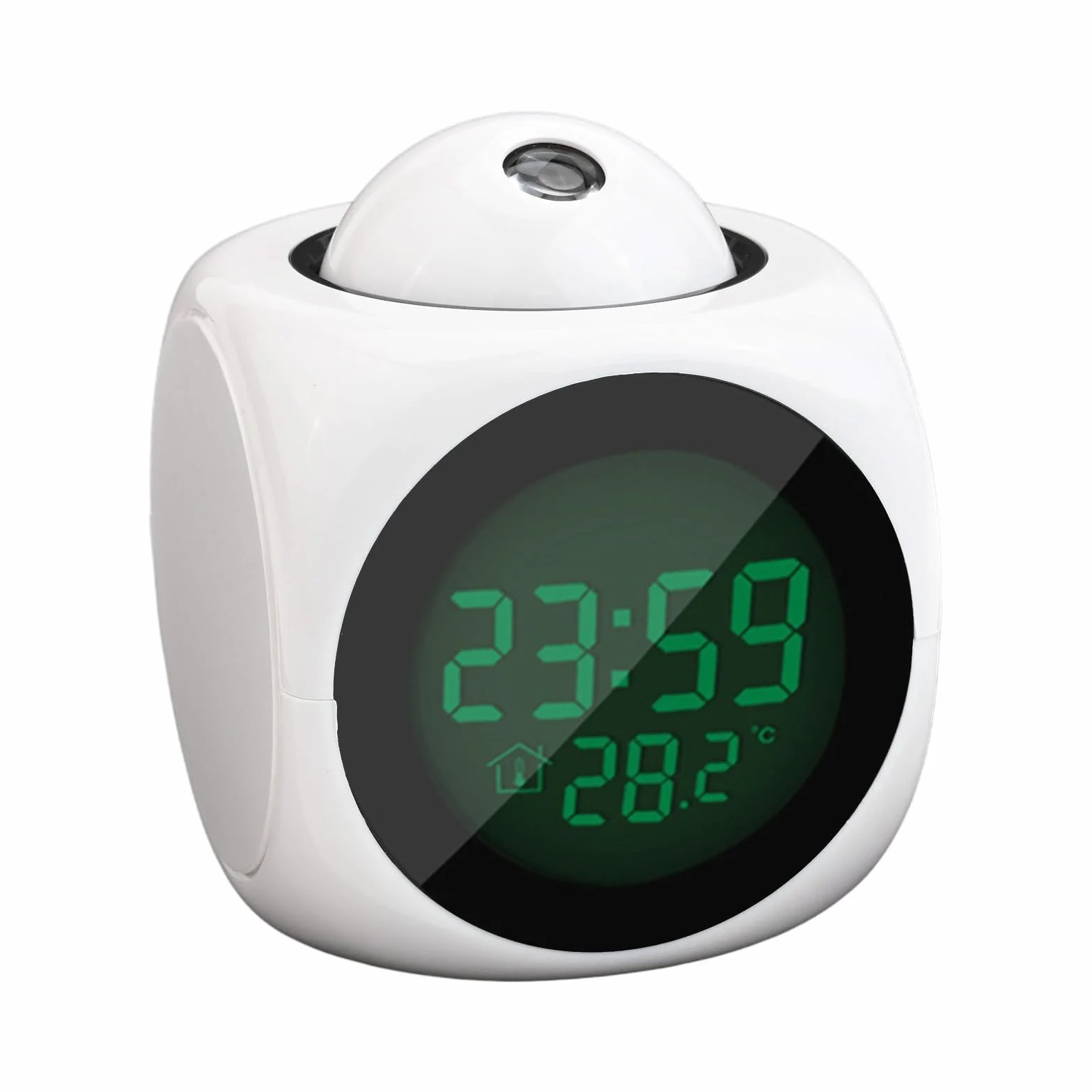 Réveil projection plafond multifonction avec température et snooze blanc