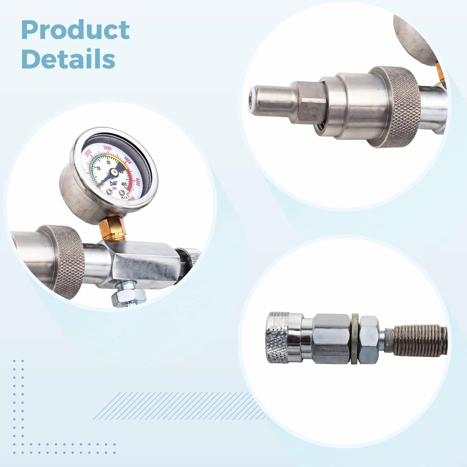 Station de remplissage Cga347 en acier inoxydable, adaptateur de charge PCP pour fusil à air comprimé avec connexion rapide, valve de gonflage 4500 psi et manomètre pour réservoirs Scba