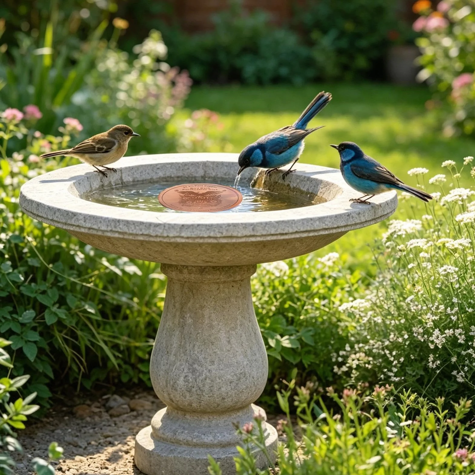 Plaque de bain d'oiseaux en cuivre pour extérieur 10 x 10 x 0,1