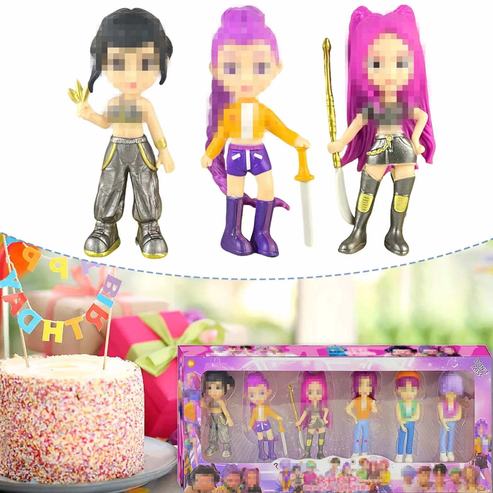 Huntrs Figurine Set 6 Pièces PVC Cartoon Anime Ornements Cadeaux Anniversaire