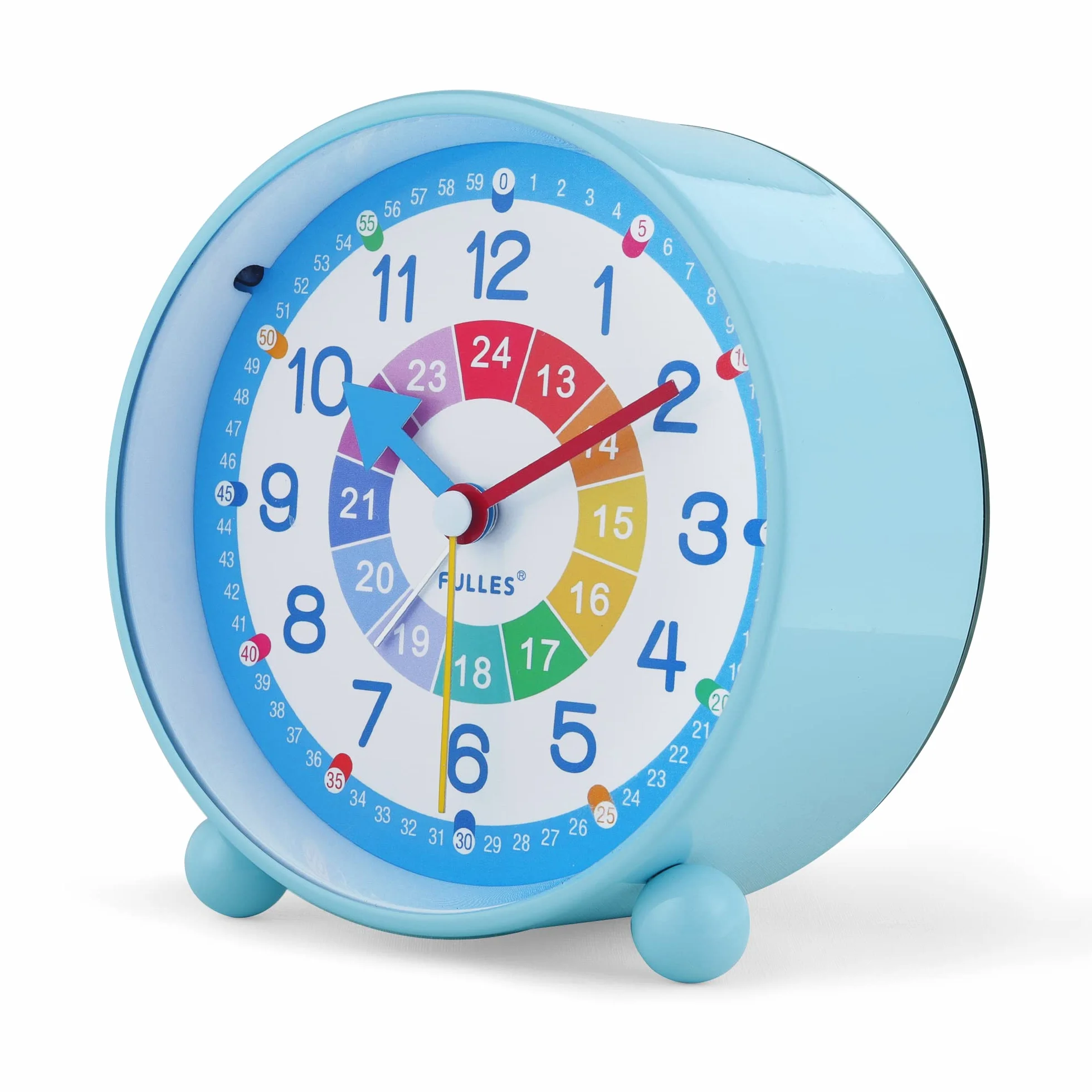 Lafocuse Reveil Enfant Silencieuse Métal Bleu Lumière de Nuit Facile à Lire Horloge de Table 10.5cm