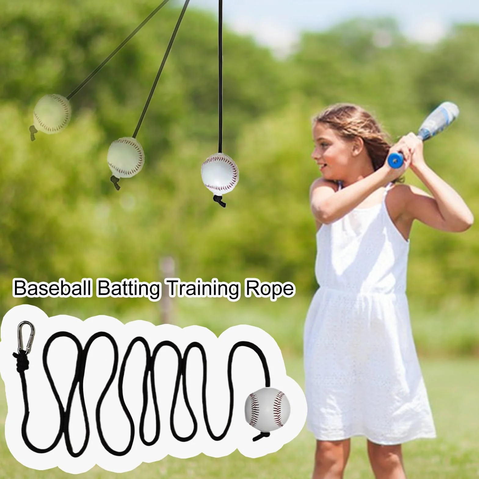 Entraîneur De Frappeur De Baseball - 300 Cm, R Softball Corde | Suspension, Équipement De Pratique Au Bâton | Améliorer La Précision De La Vitesse De Force pour Les Hommes Débutants Professionn